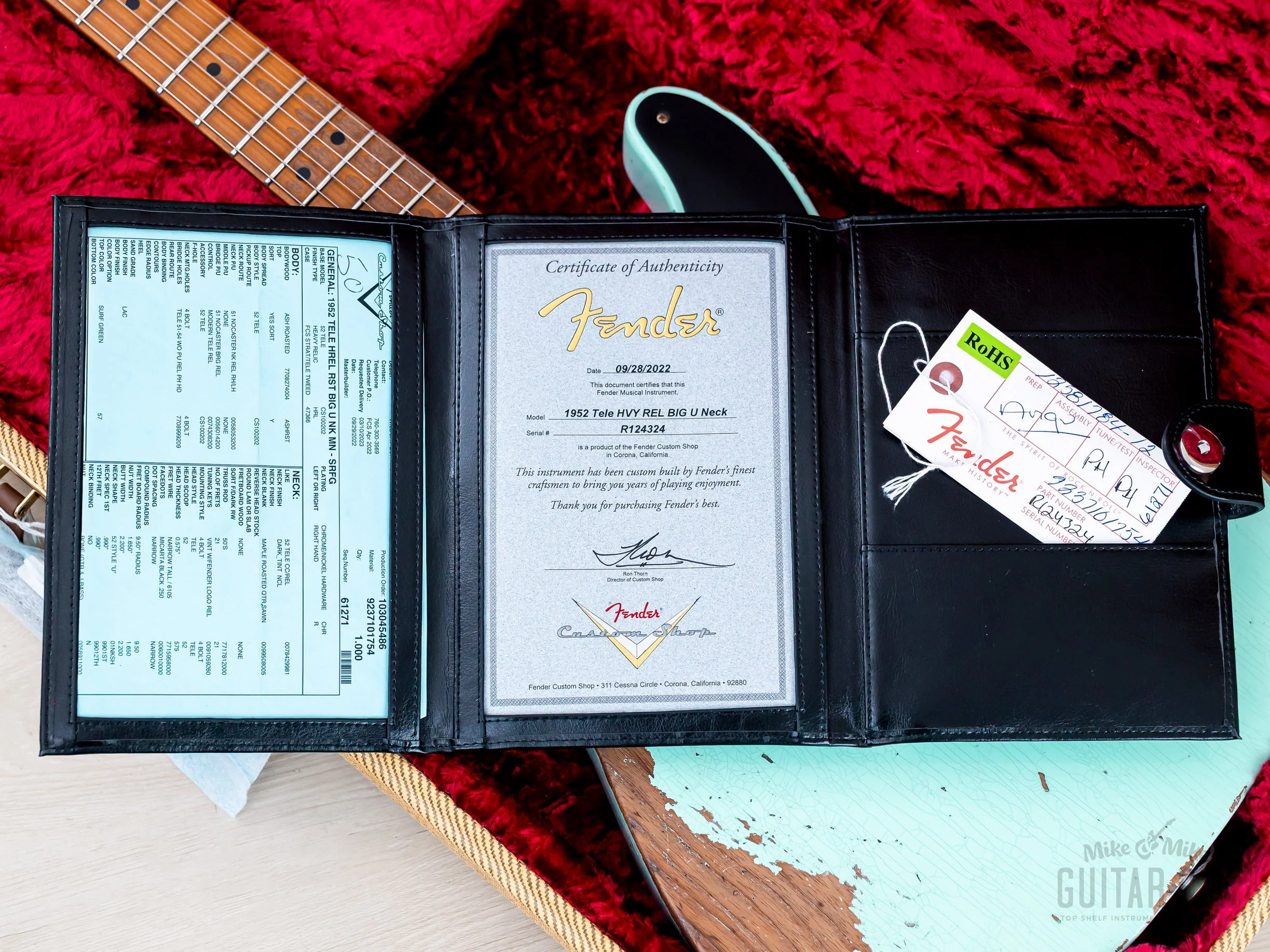 2022 Fender Custom Shop ‘52 Telecaster Roasted Heavy Relic Surf Green w/ Big U Neck, Featherweight - Image 16