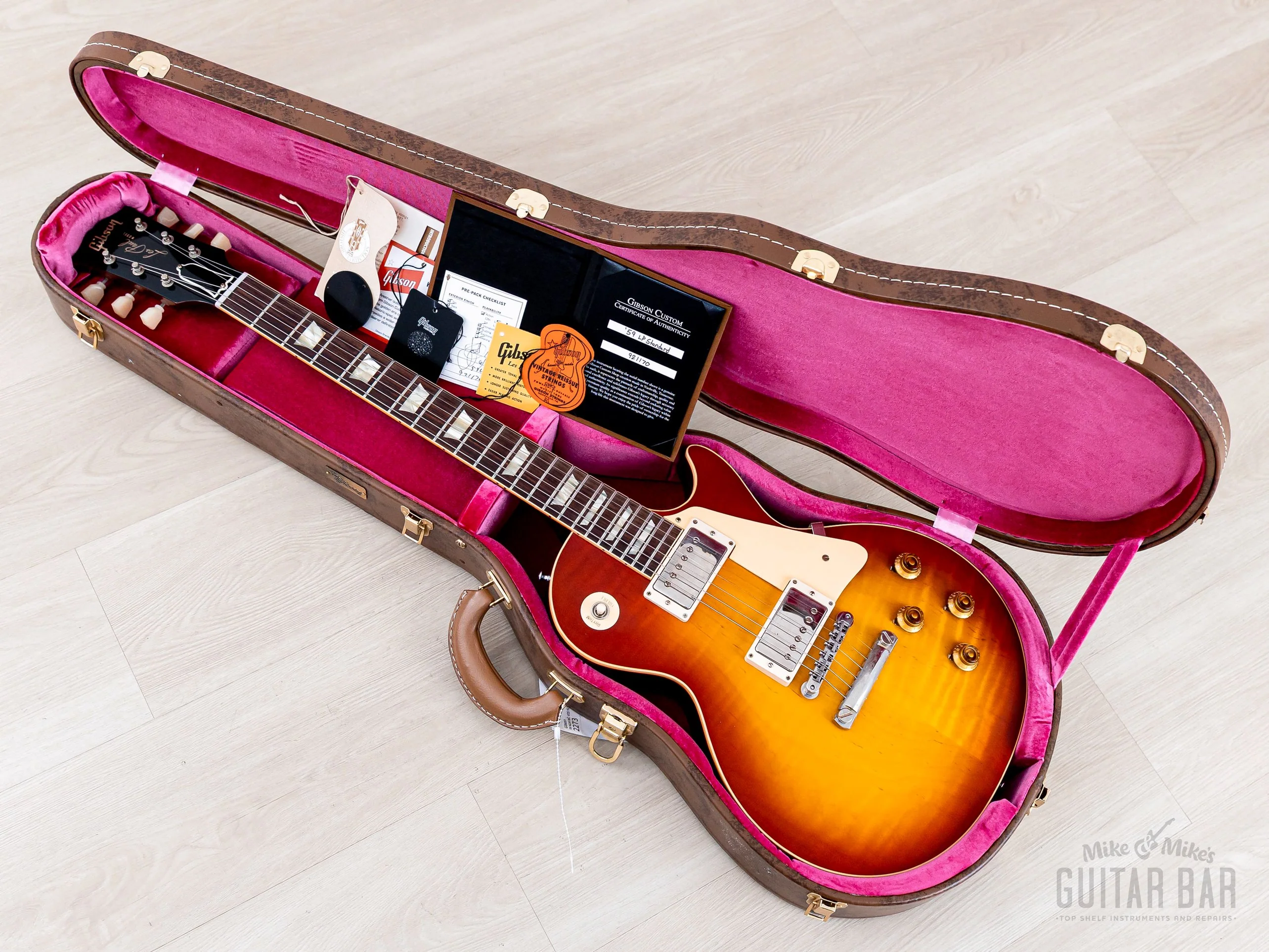 2022 Gibson Custom Shop Historic 1959 Les Paul Standard R9 70th Anniversary Washed Cherry Sunburst Gloss - Image 17