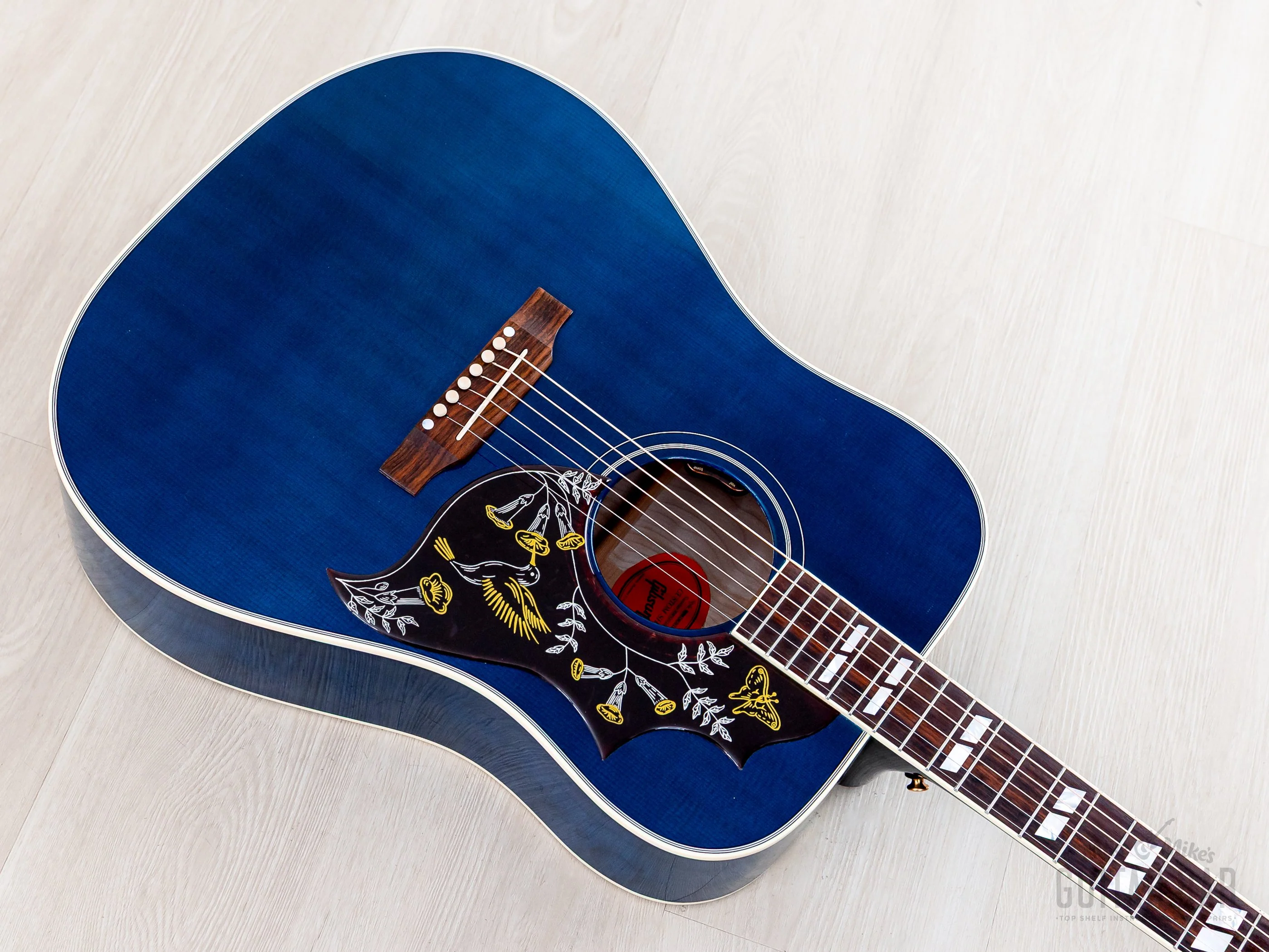 2022 Gibson Custom Shop Hummingbird Acoustic Electric Guitar Viper Blue Quilted Maple, Near-Mint w/ Case - Image 10