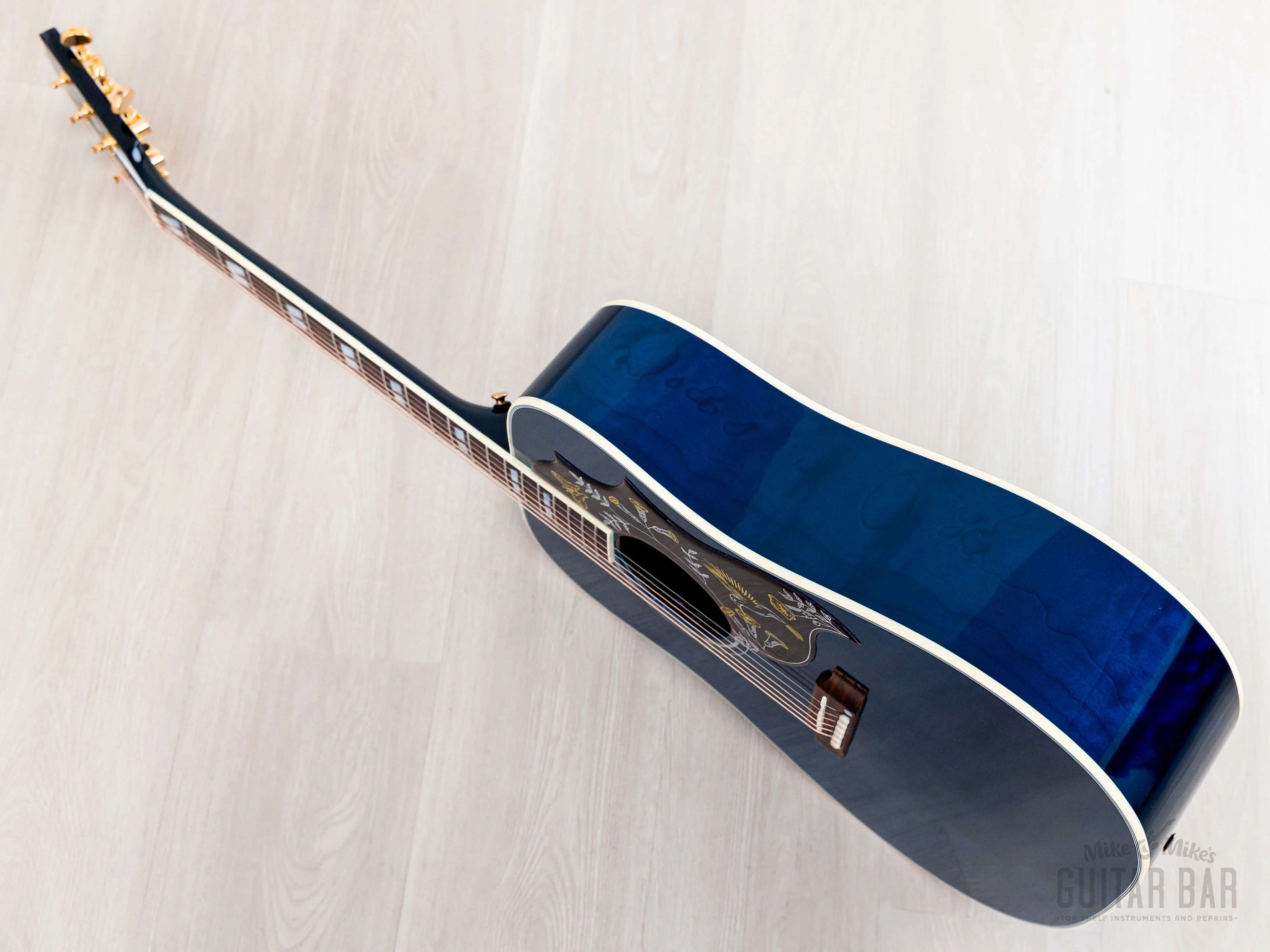2022 Gibson Custom Shop Hummingbird Acoustic Electric Guitar Viper Blue Quilted Maple, Near-Mint w/ Case - Image 14