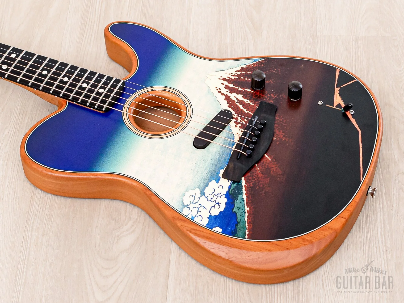 2023 Fender American Acoustasonic Telecaster Tokyo Flagship Limited Edition Hokusai Mt Fuji - Image 9
