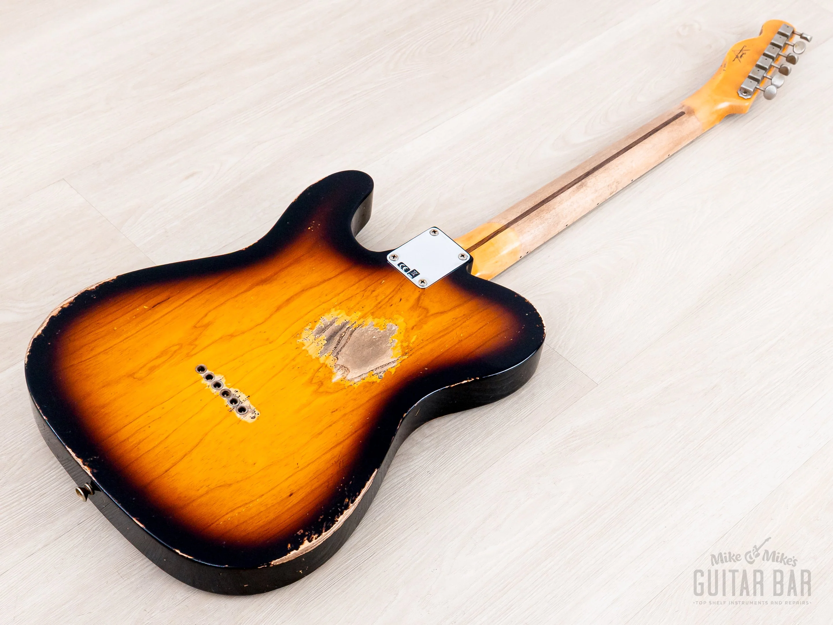 2023 Fender Custom Shop 1952 Telecaster Heavy Relic Big U Two-Tone Sunburst w/ Case, CoA - Image 11