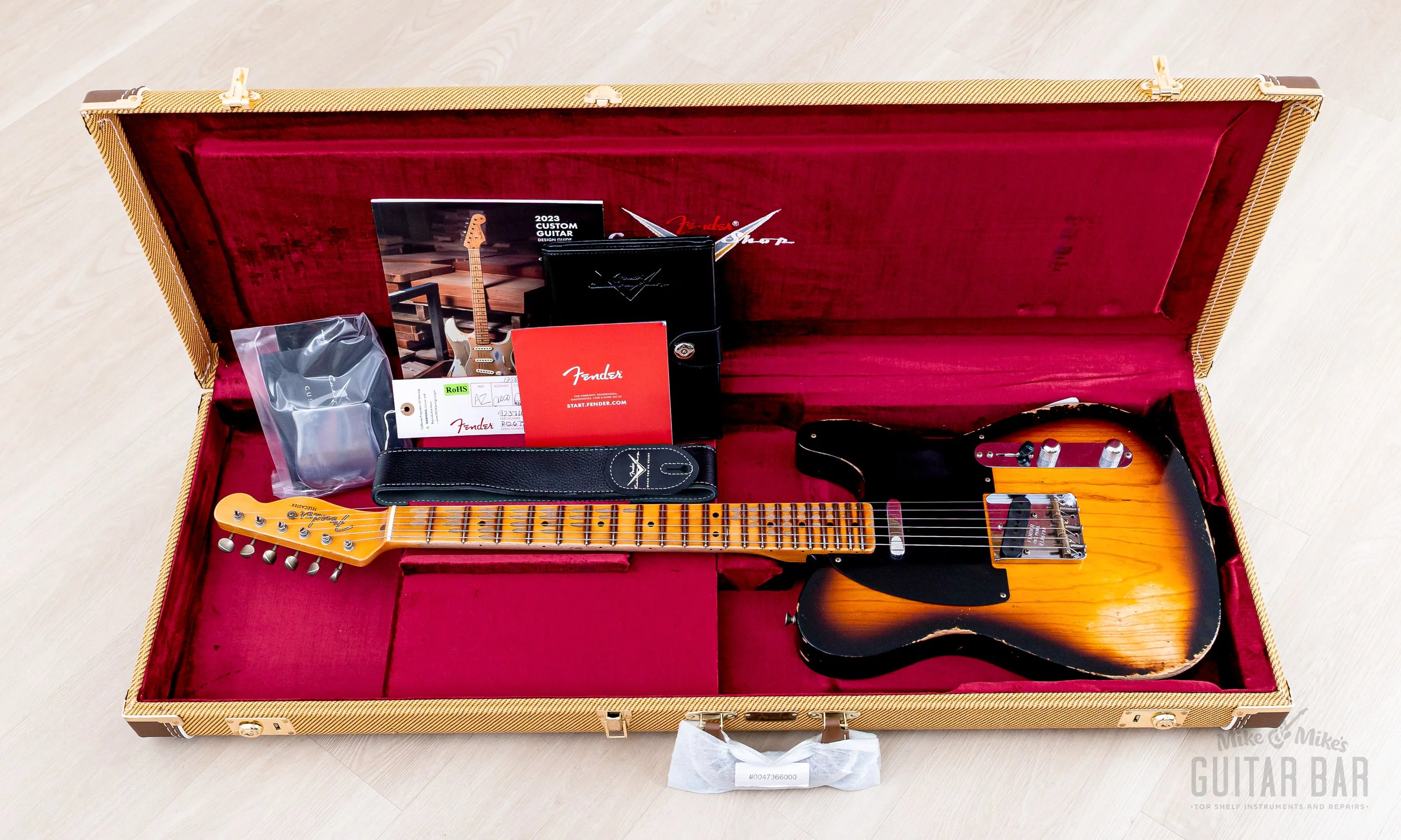 2023 Fender Custom Shop 1952 Telecaster Heavy Relic Big U Two-Tone Sunburst w/ Case, CoA - Image 16