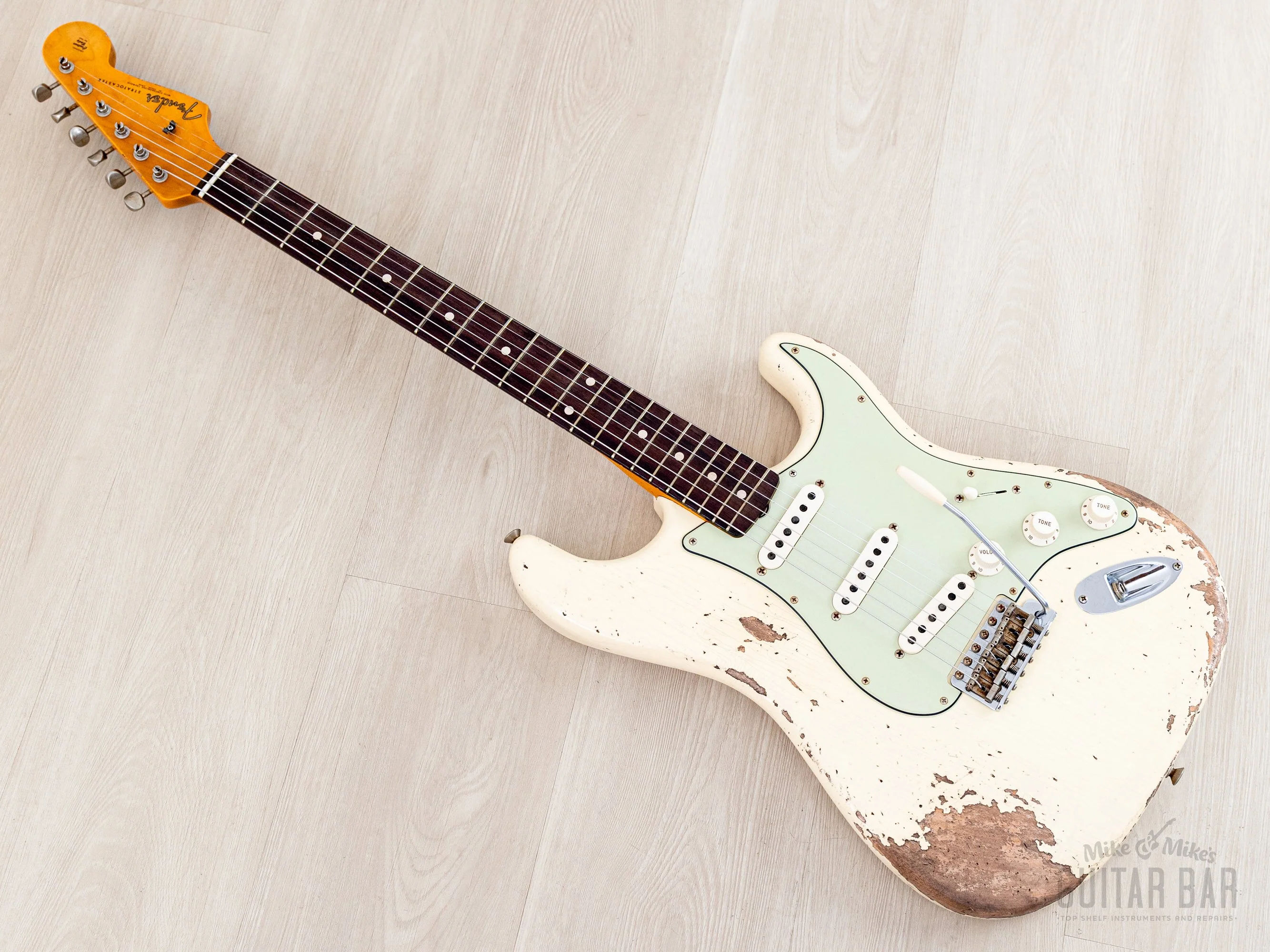 2023 Fender Custom Shop 1961 Stratocaster Heavy Relic Olympic White w/ Case, CoA - Image 10