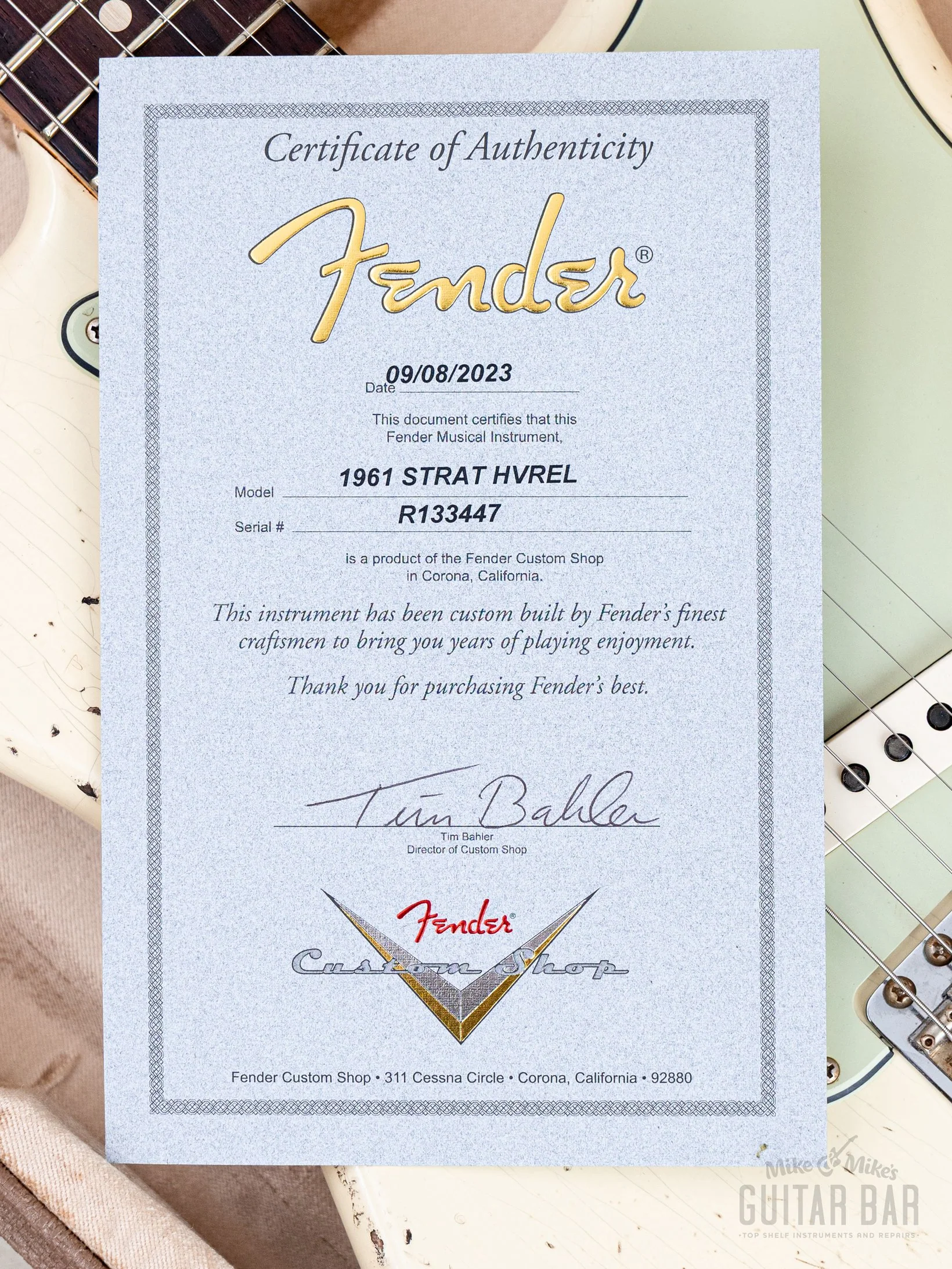 2023 Fender Custom Shop 1961 Stratocaster Heavy Relic Olympic White w/ Case, CoA - Image 16