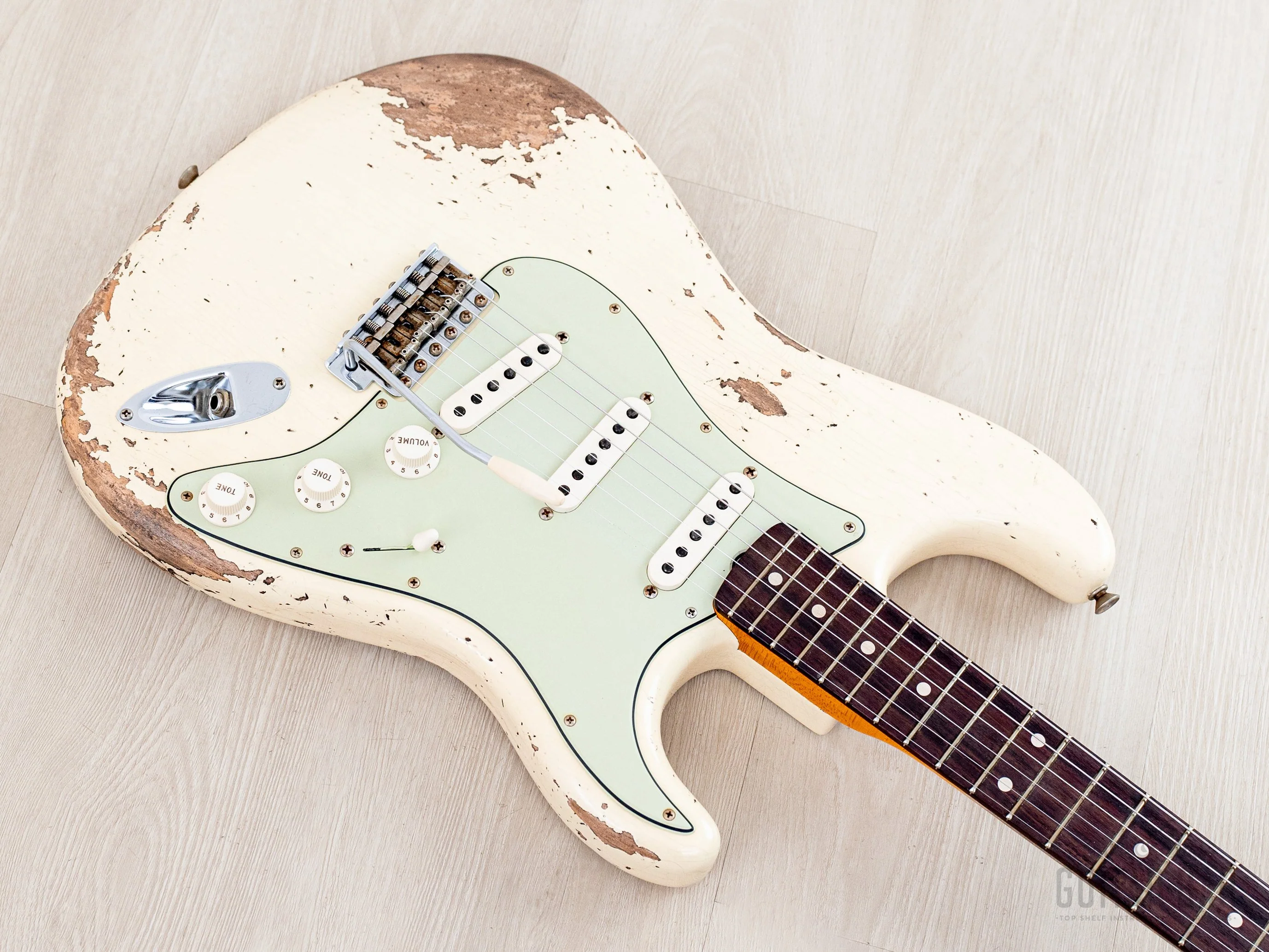 2023 Fender Custom Shop 1961 Stratocaster Heavy Relic Olympic White w/ Case, CoA - Image 7