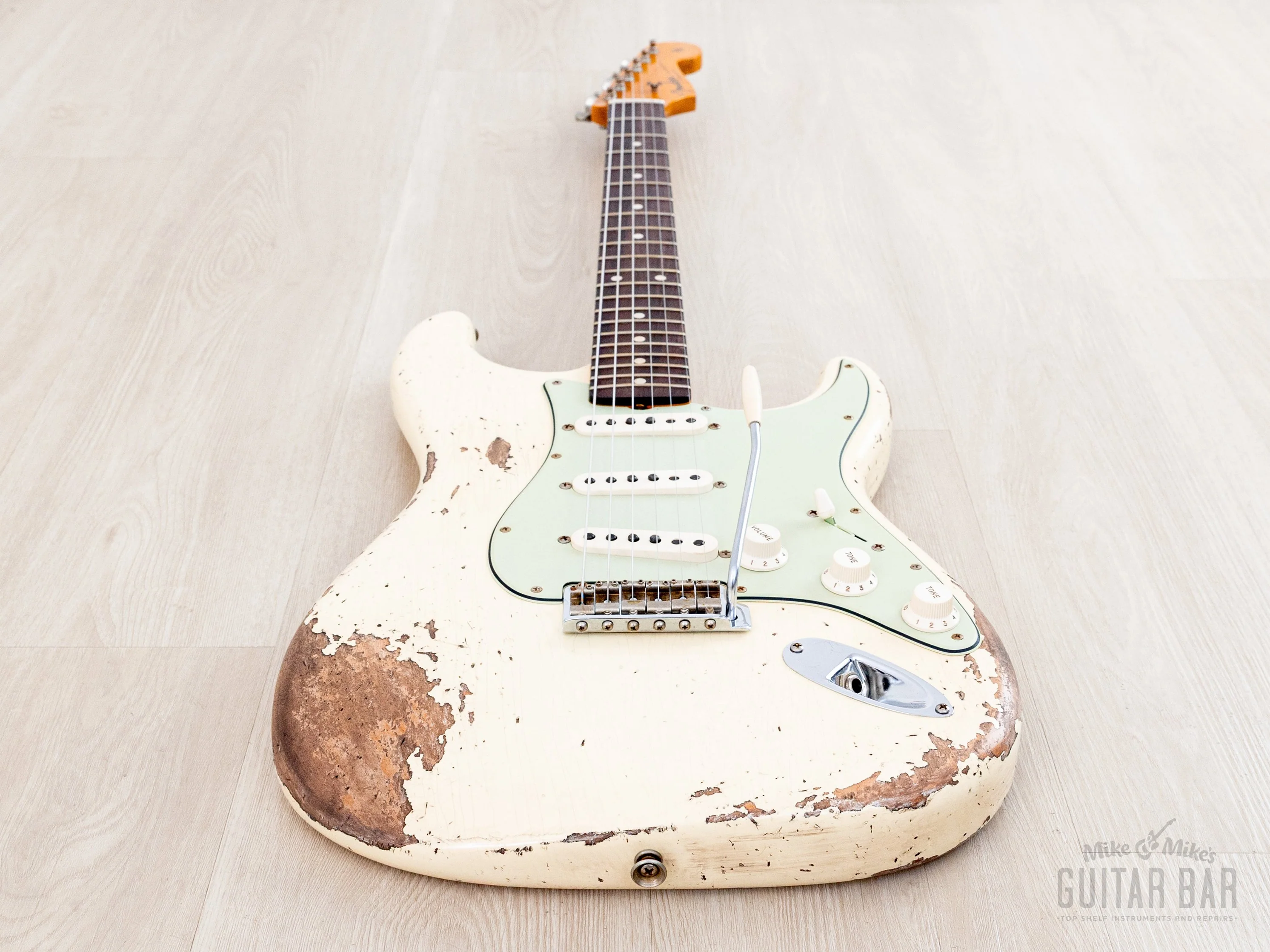 2023 Fender Custom Shop 1961 Stratocaster Heavy Relic Olympic White w/ Case, CoA - Image 9