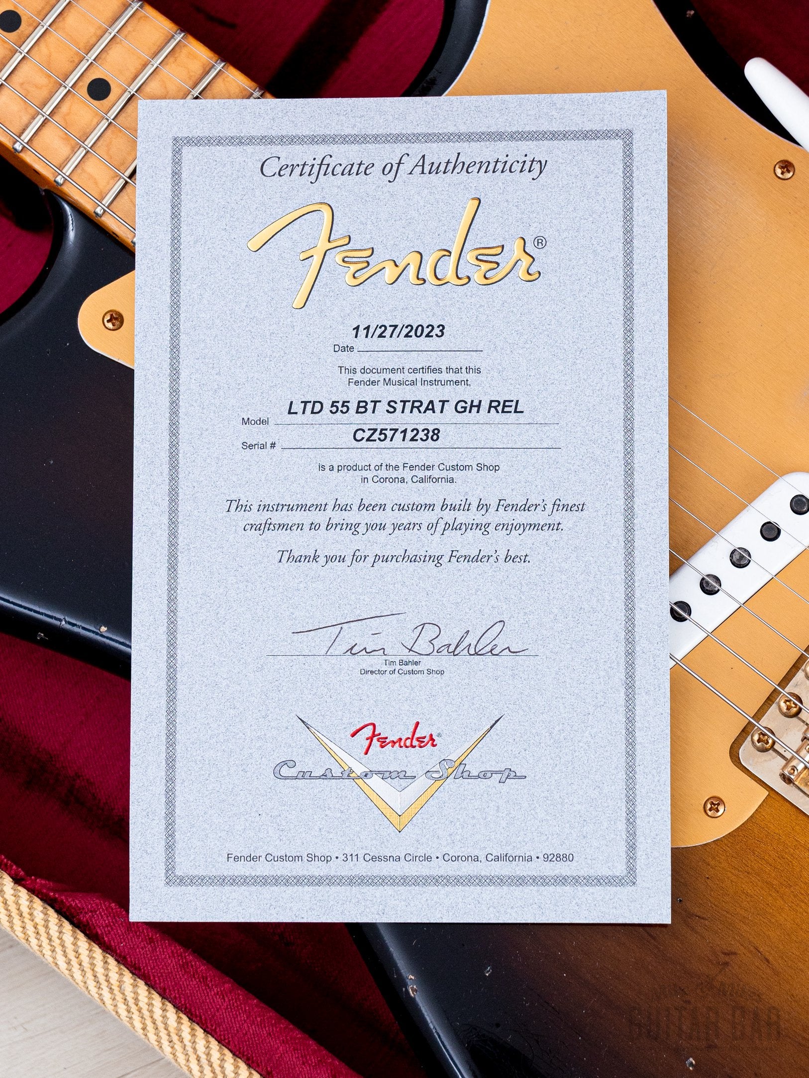 2023 Fender Custom Shop Limited Edition 1955 Bone Tone Stratocaster Gold Hardware Relic w/ Case, CoA - Image 15