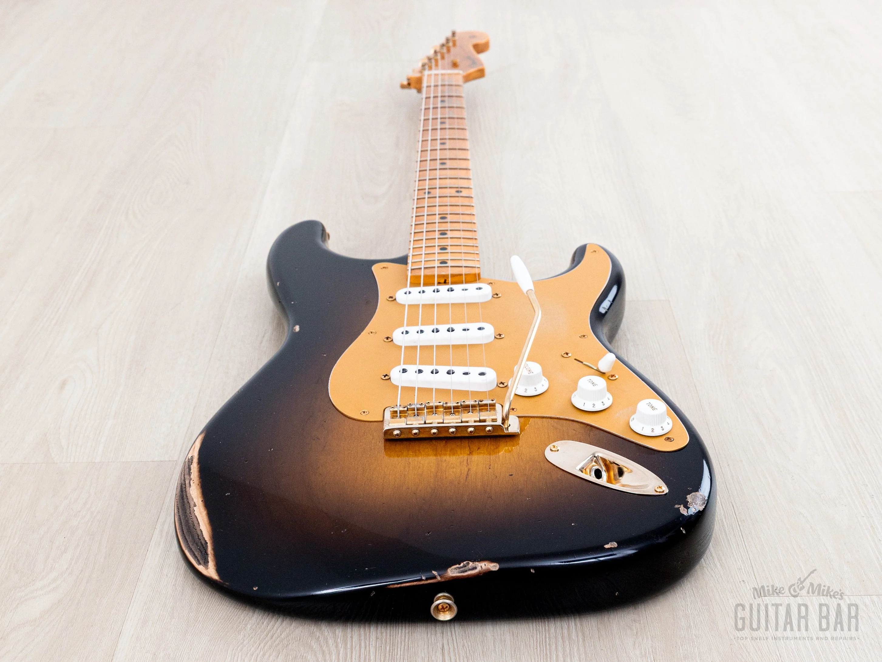 2023 Fender Custom Shop Limited Edition 1955 Bone Tone Stratocaster Gold Hardware Relic w/ Case, CoA - Image 9