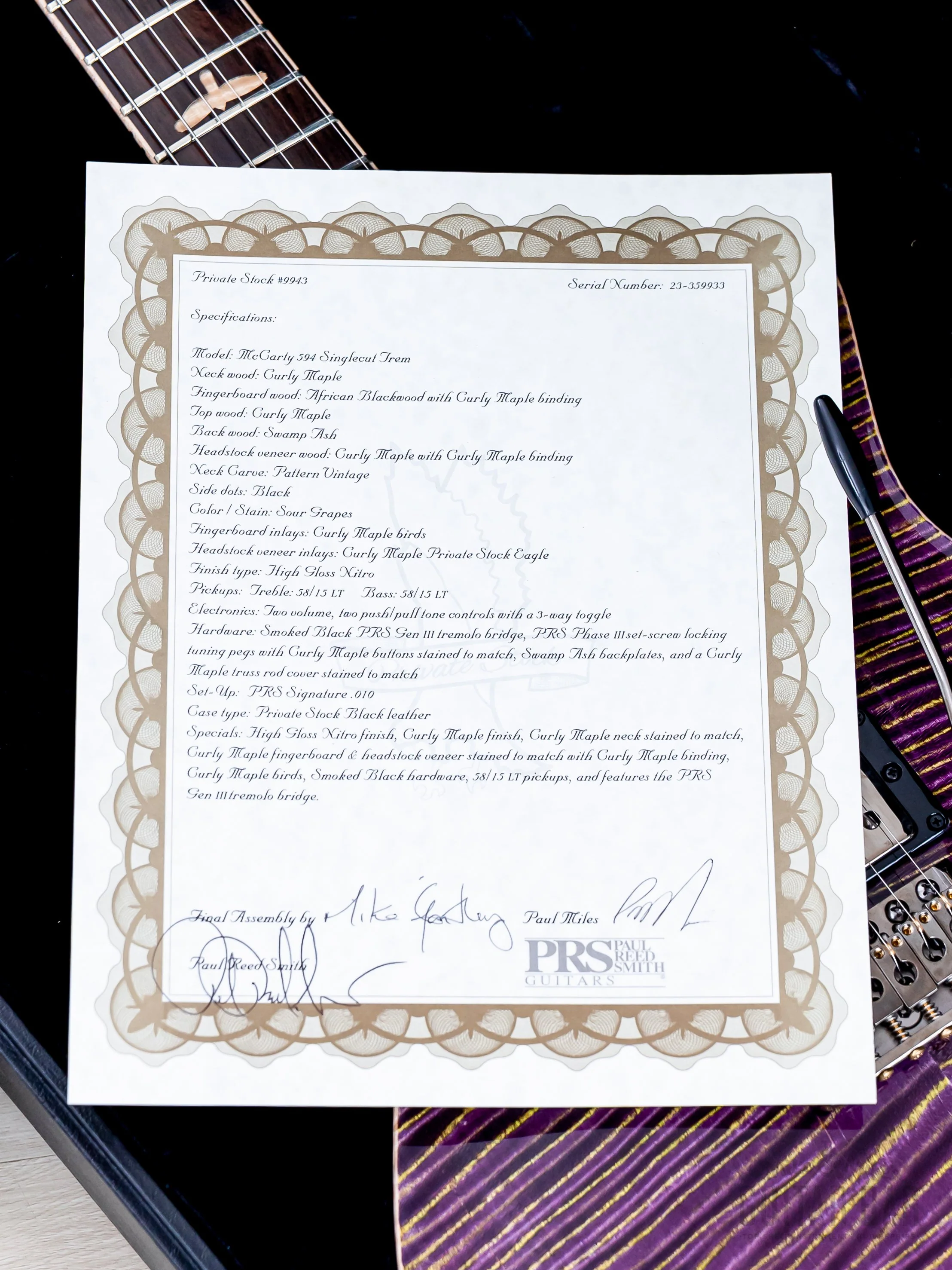 2023 Paul Reed Smith Private Stock McCarty 594 Singlecut Trem Sour Grapes - Image 16