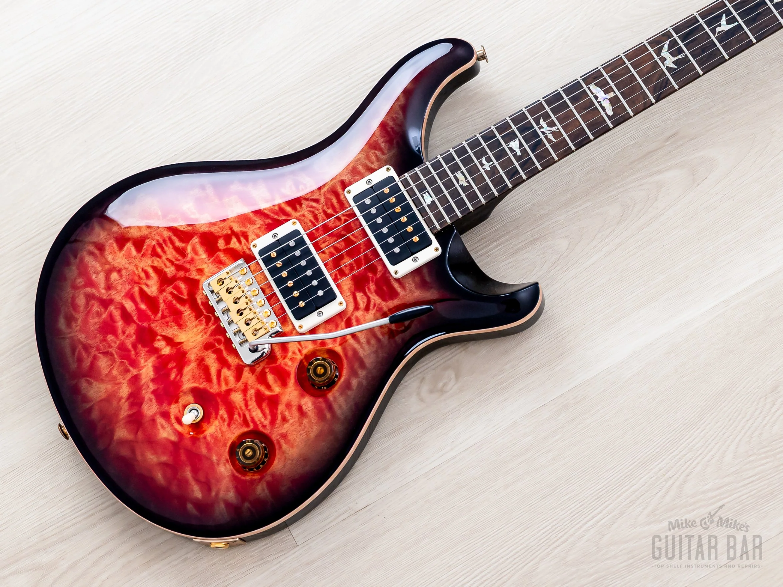 2023 Paul Reed Smith Wood Library Custom 24 10 Top, Blood Orange Smoke Burst