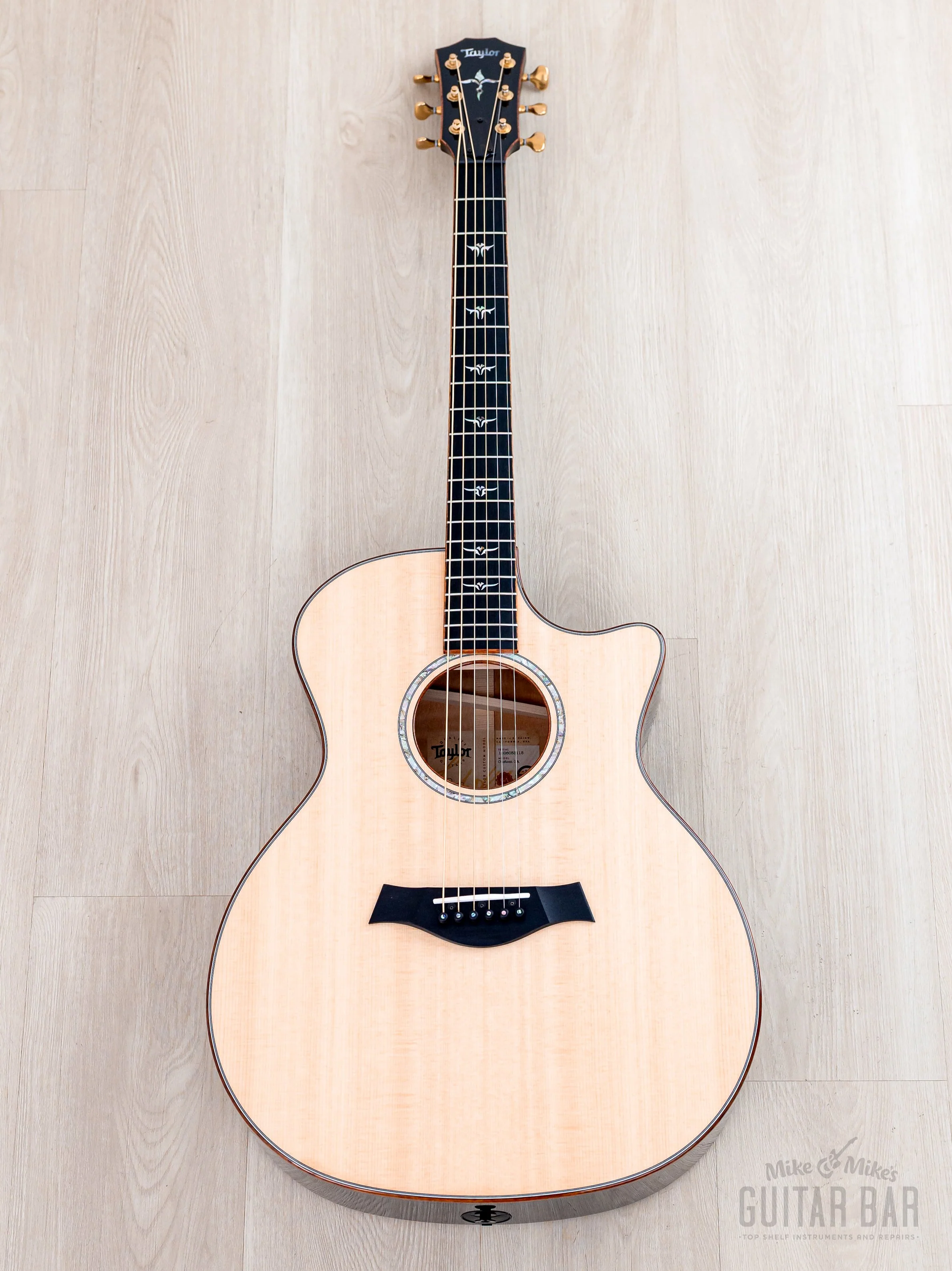 2023 Taylor Custom Grand Auditorium Acoustic Electric Guitar Trans Black w/ Lutz Spruce + Flame Maple - Image 2