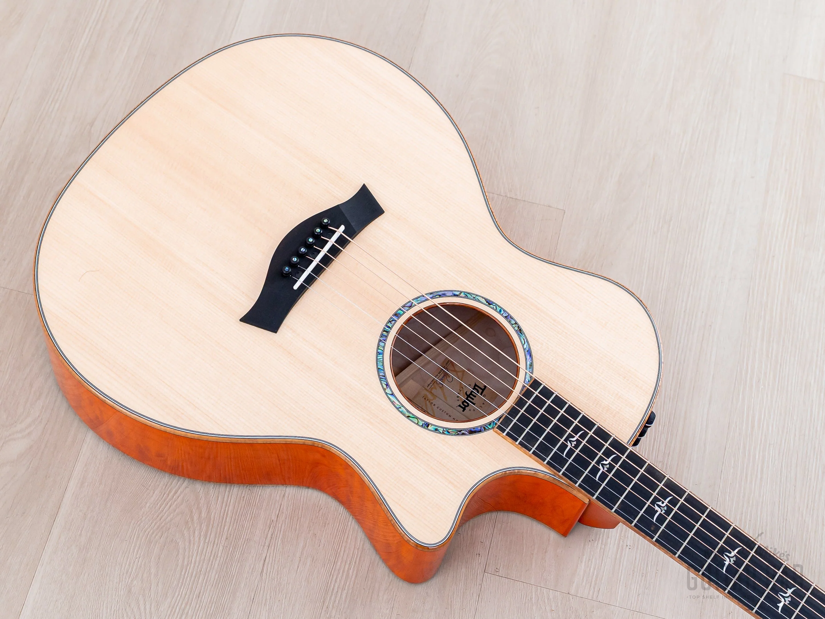 2023 Taylor Custom Grand Auditorium Acoustic Electric Guitar Trans Orange w/ Sitka Spruce + Quilted Maple - Image 10