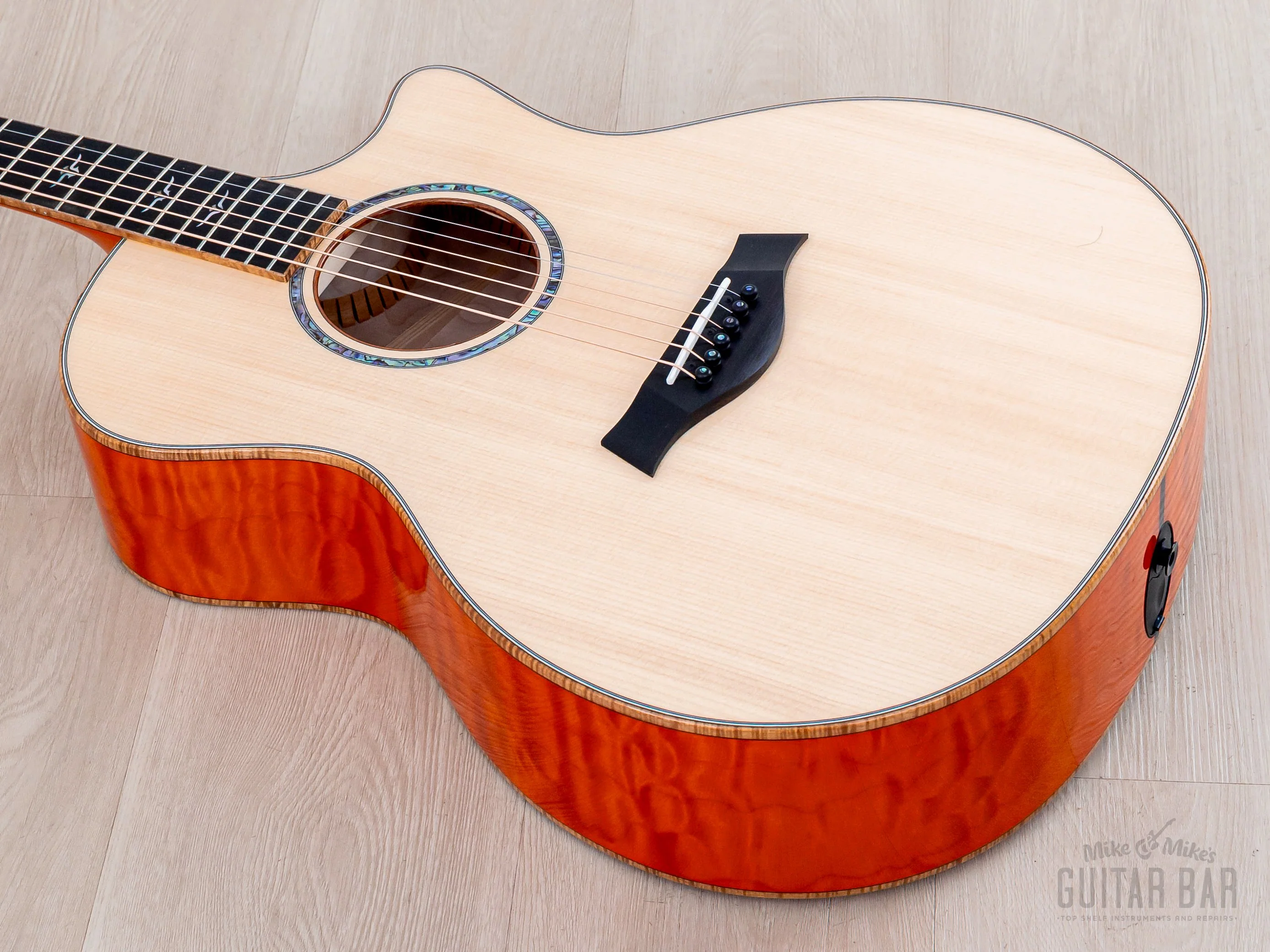 2023 Taylor Custom Grand Auditorium Acoustic Electric Guitar Trans Orange w/ Sitka Spruce + Quilted Maple - Image 11