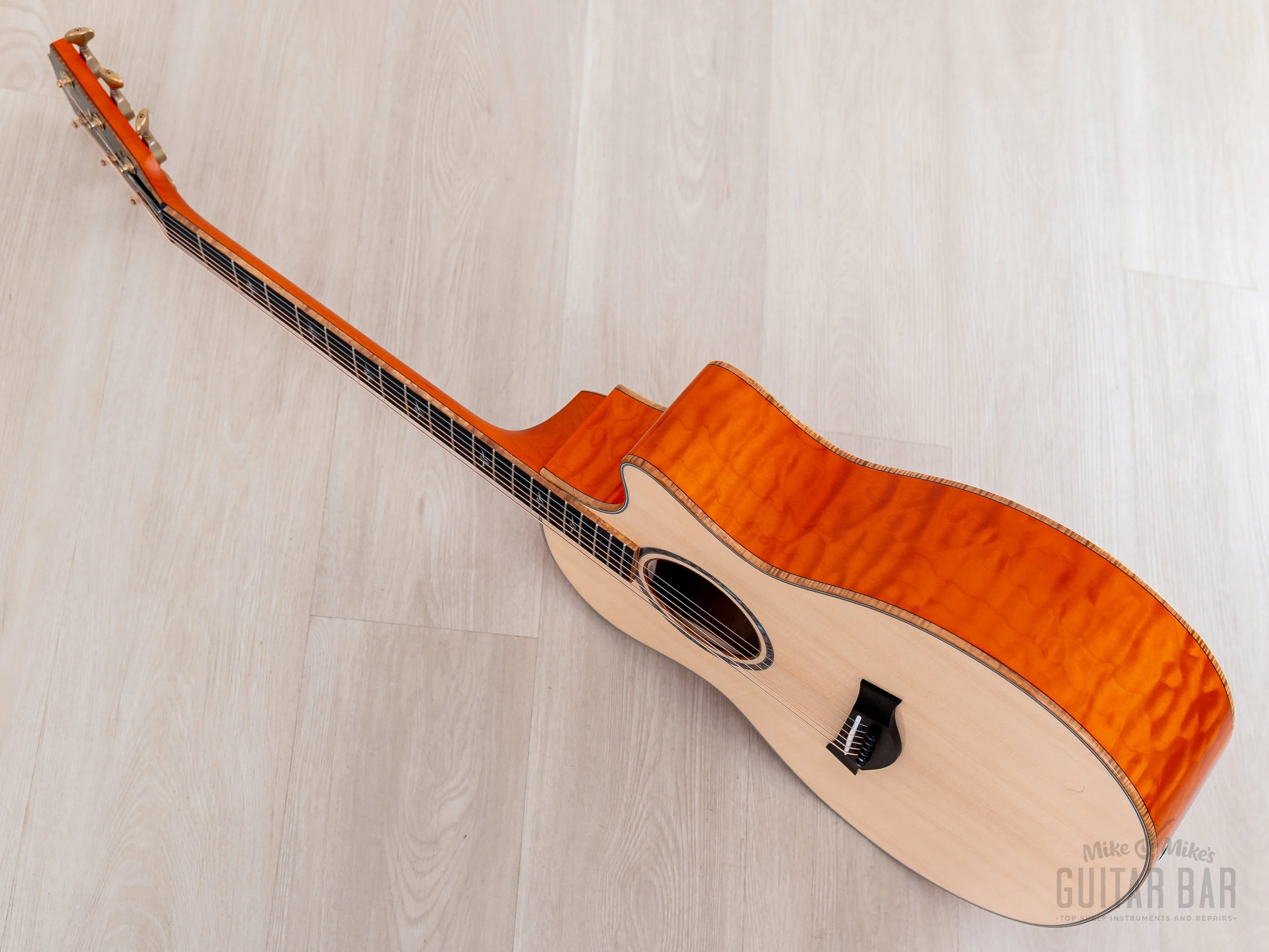 2023 Taylor Custom Grand Auditorium Acoustic Electric Guitar Trans Orange w/ Sitka Spruce + Quilted Maple - Image 14