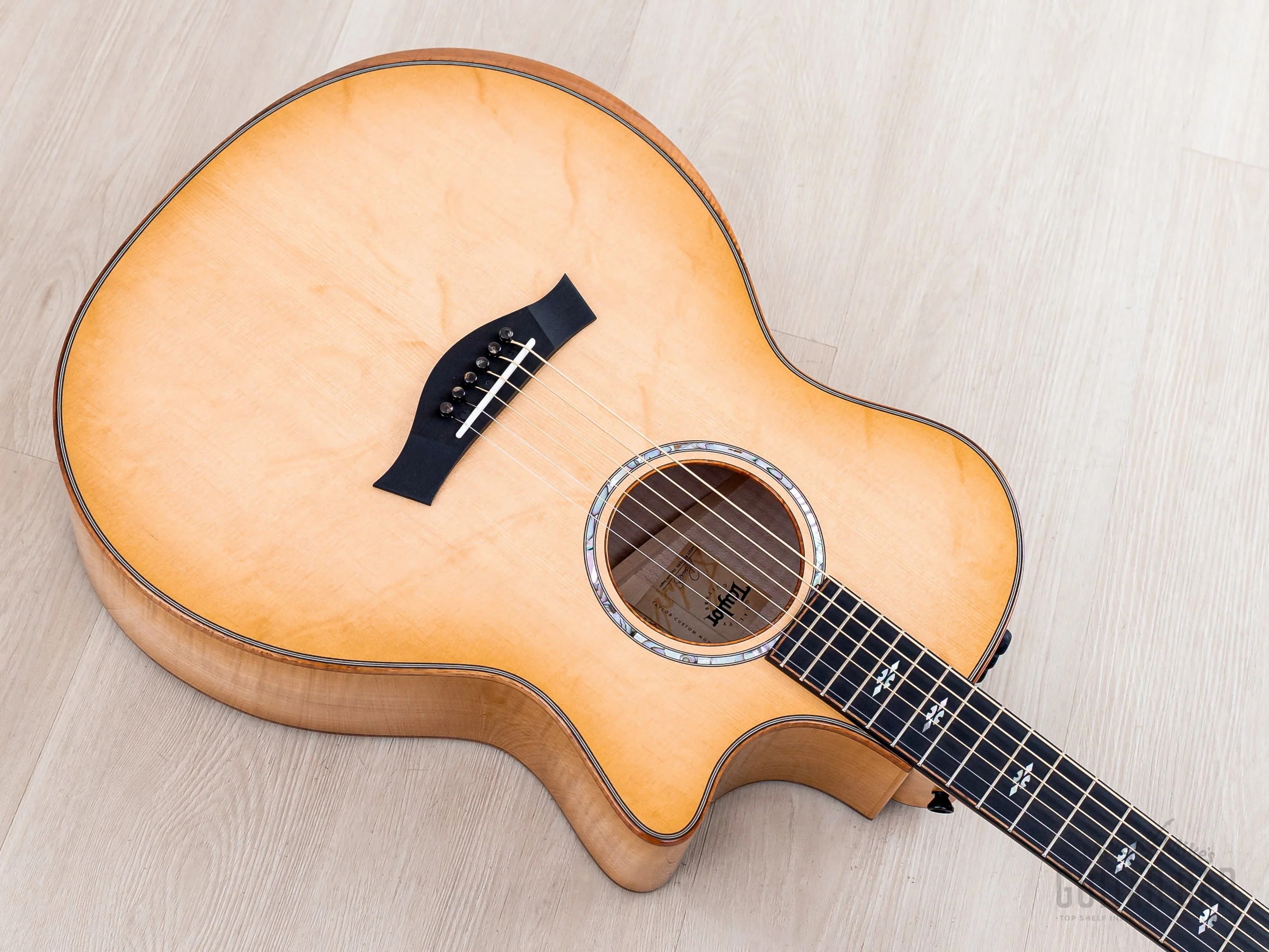 2023 Taylor Custom Grand Auditorium Acoustic Electric Guitar w/ Bearclaw Spruce, Flame Maple & Flame Koa Armrest - Image 10