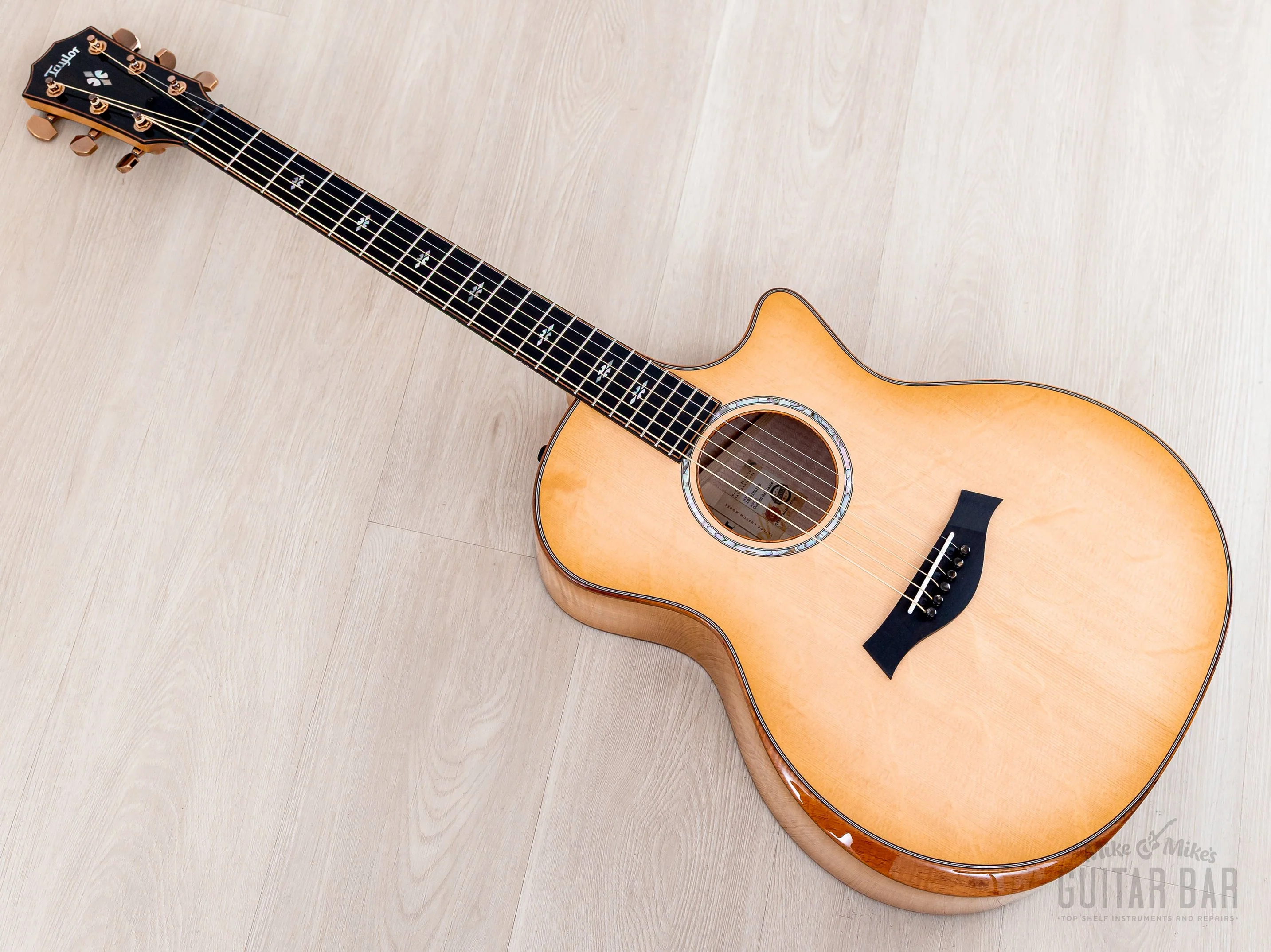 2023 Taylor Custom Grand Auditorium Acoustic Electric Guitar w/ Bearclaw Spruce, Flame Maple & Flame Koa Armrest - Image 13