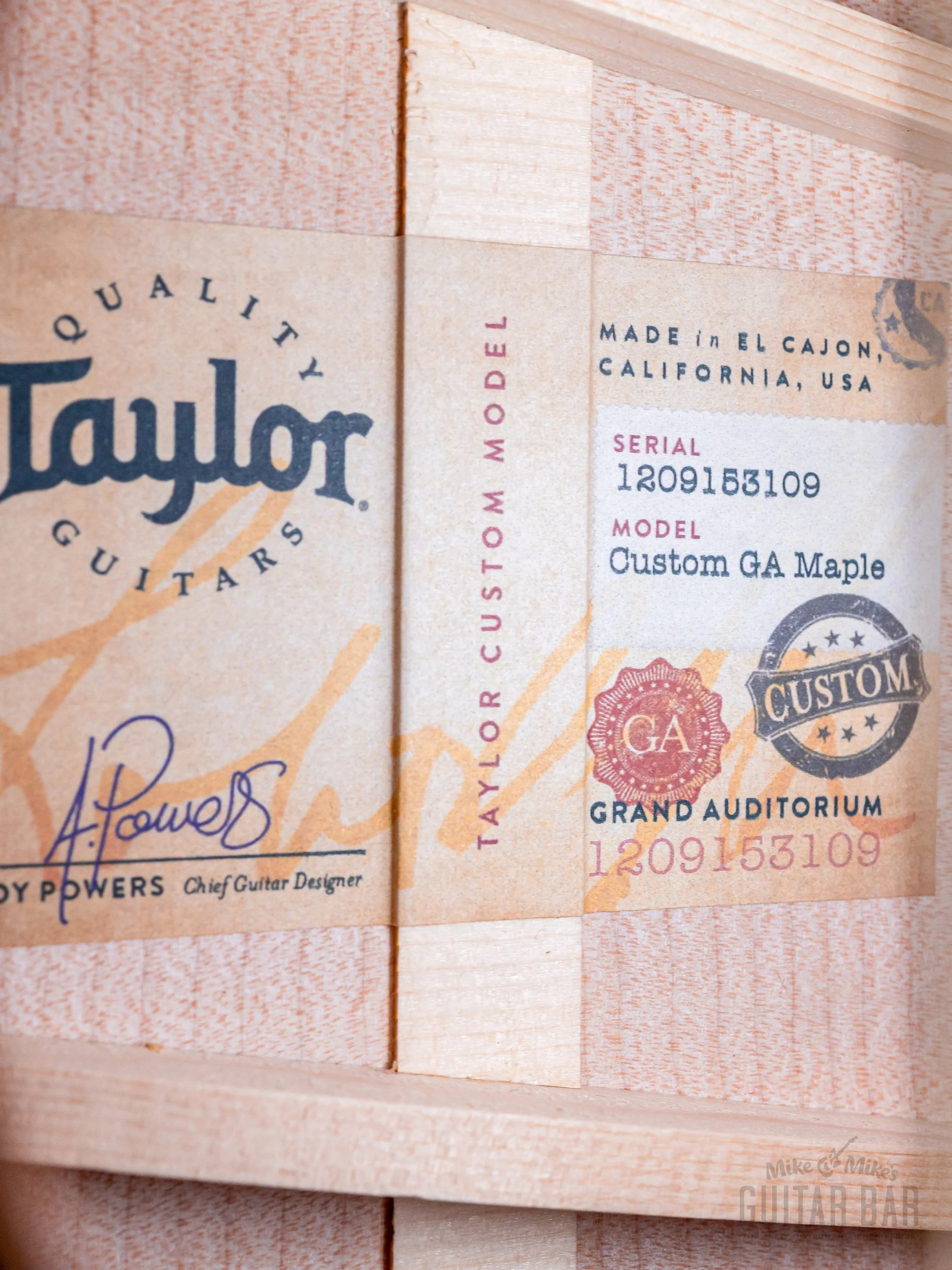 2023 Taylor Custom Grand Auditorium Acoustic Electric Guitar w/ Bearclaw Spruce, Flame Maple & Flame Koa Armrest - Image 6