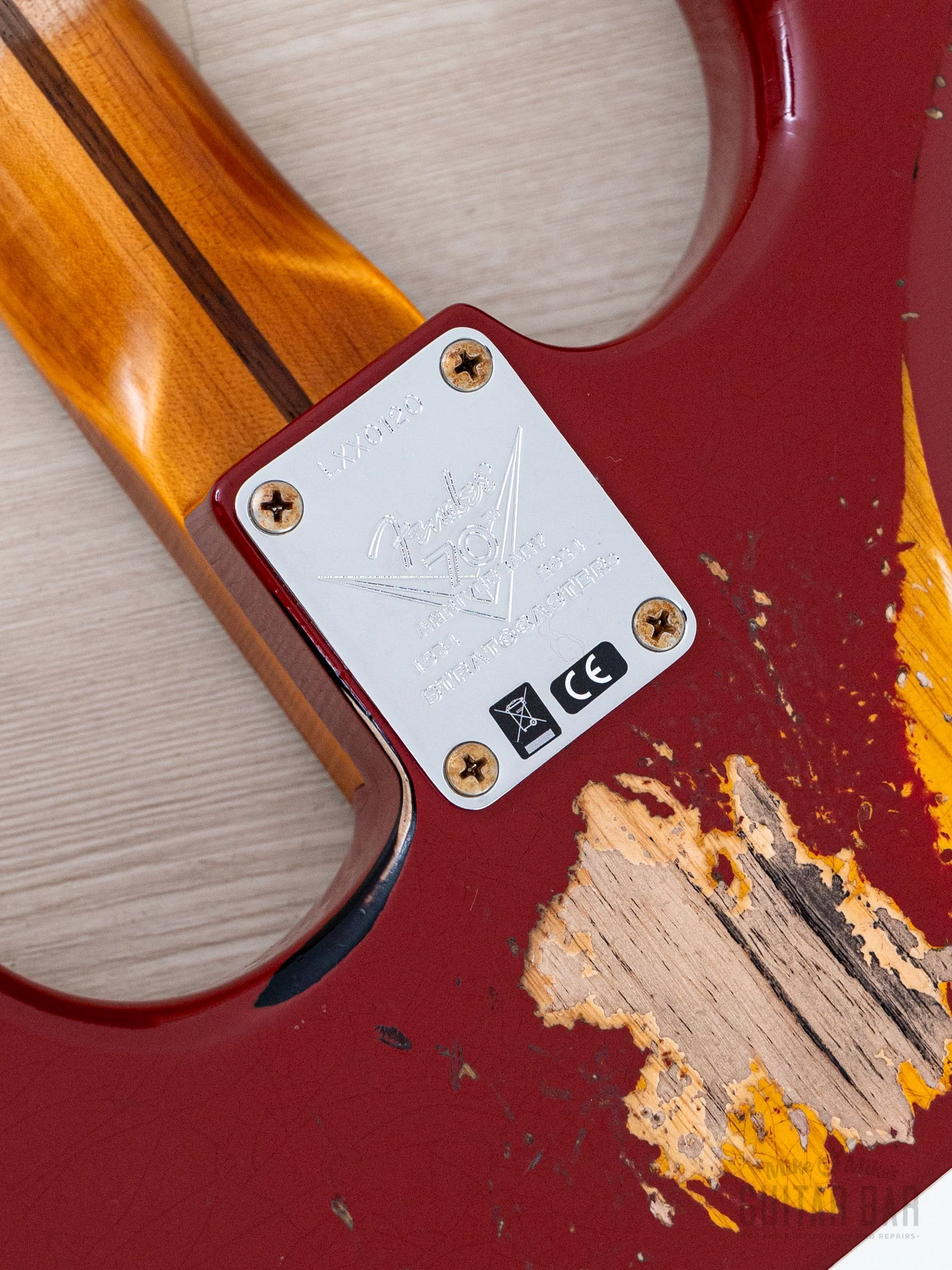 2024 Fender Custom Shop Limited Edition 1954 Stratocaster 70th Anniversary Heavy Relic, Cimarron Red Over Two-Tone Sunburst - Image 15