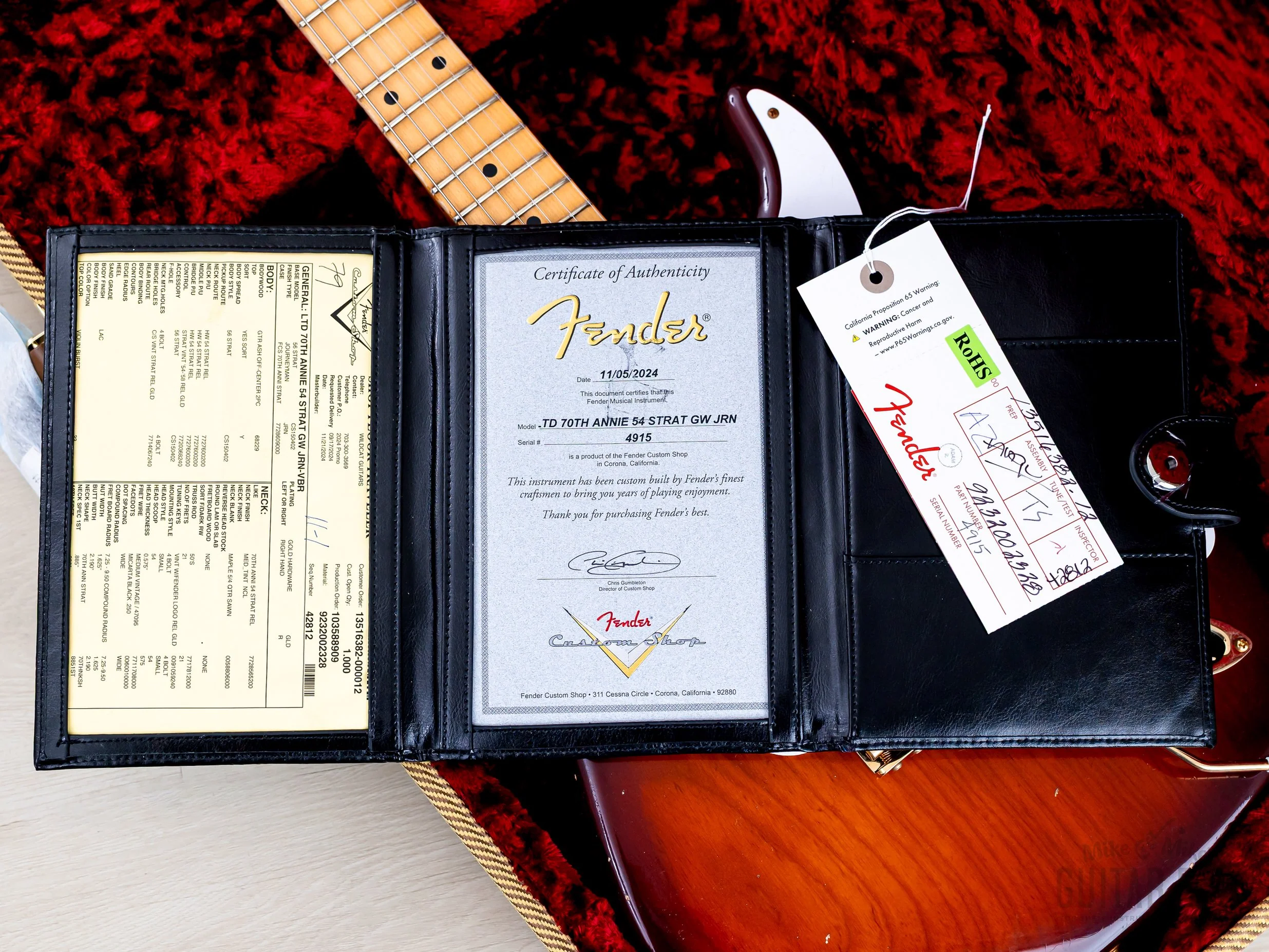 2024 Fender Custom Shop Limited Edition 70th Anniversary ‘54 Stratocaster Journeyman Relic Violin Burst, Lightweight - Image 16
