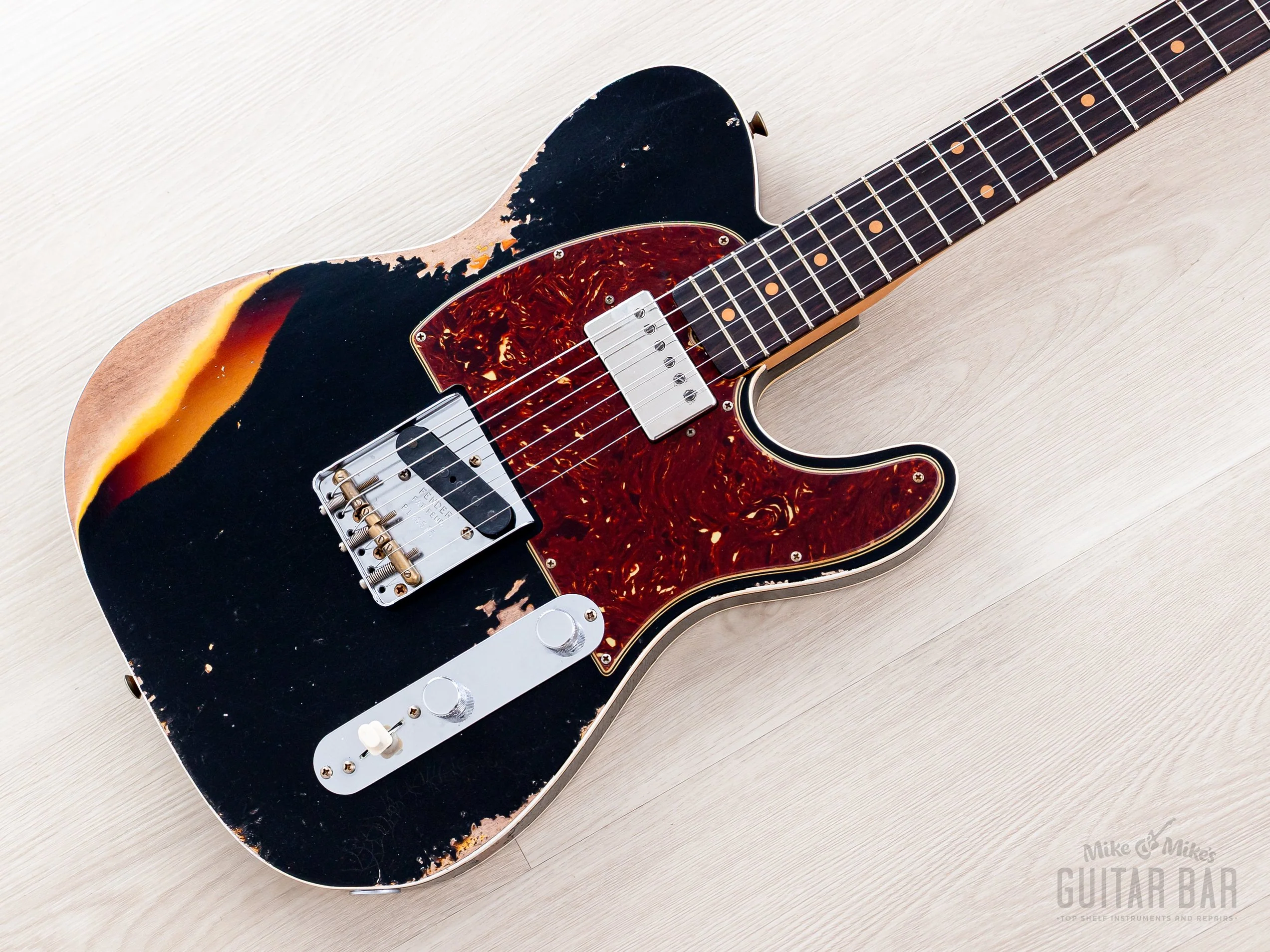 2024 Fender Custom Shop Limited Edition Reverse 1960 Telecaster Custom Heavy Relic Black Over Sunburst w/ SH-1 '59 PAF