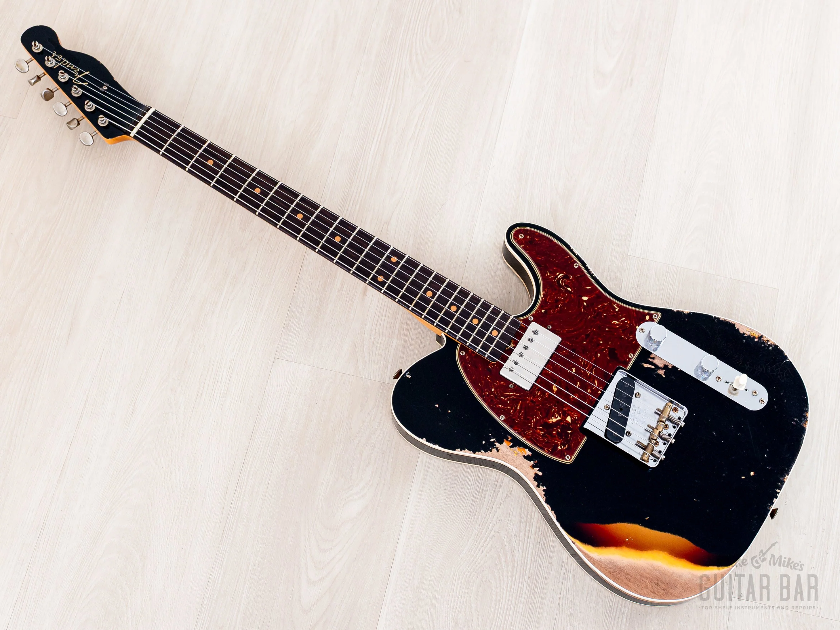 2024 Fender Custom Shop Limited Edition Reverse 1960 Telecaster Custom Heavy Relic Black Over Sunburst w/ SH-1 '59 PAF - Image 10