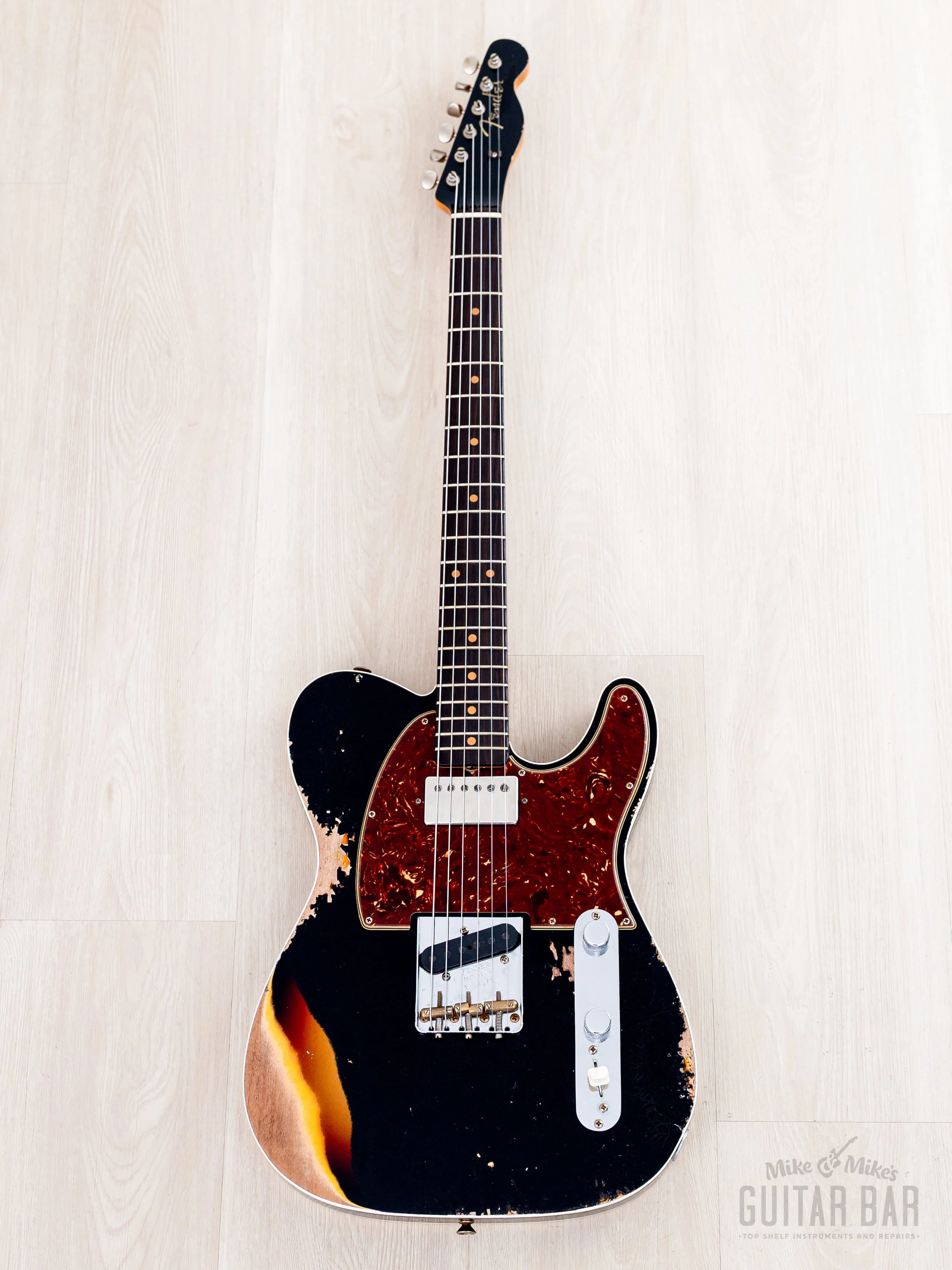 2024 Fender Custom Shop Limited Edition Reverse 1960 Telecaster Custom Heavy Relic Black Over Sunburst w/ SH-1 '59 PAF - Image 2