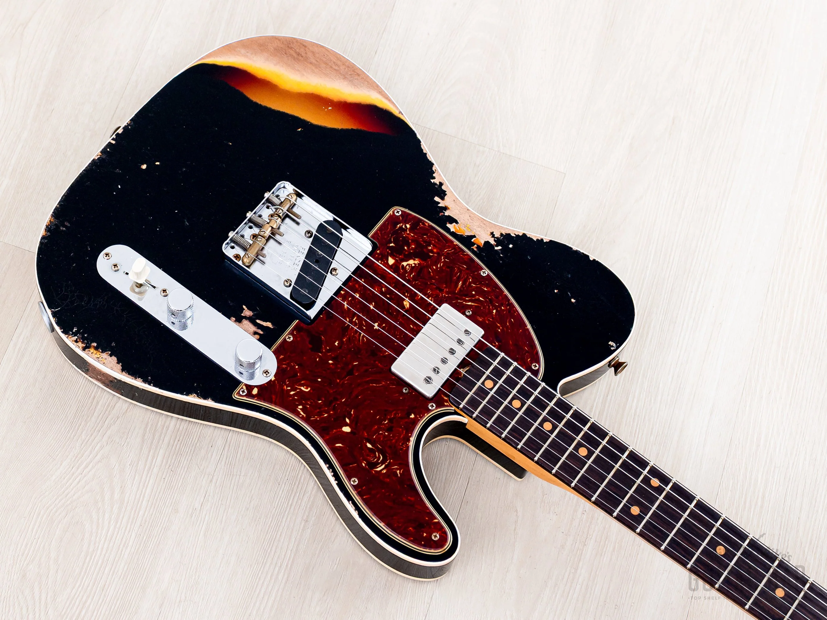 2024 Fender Custom Shop Limited Edition Reverse 1960 Telecaster Custom Heavy Relic Black Over Sunburst w/ SH-1 '59 PAF - Image 7