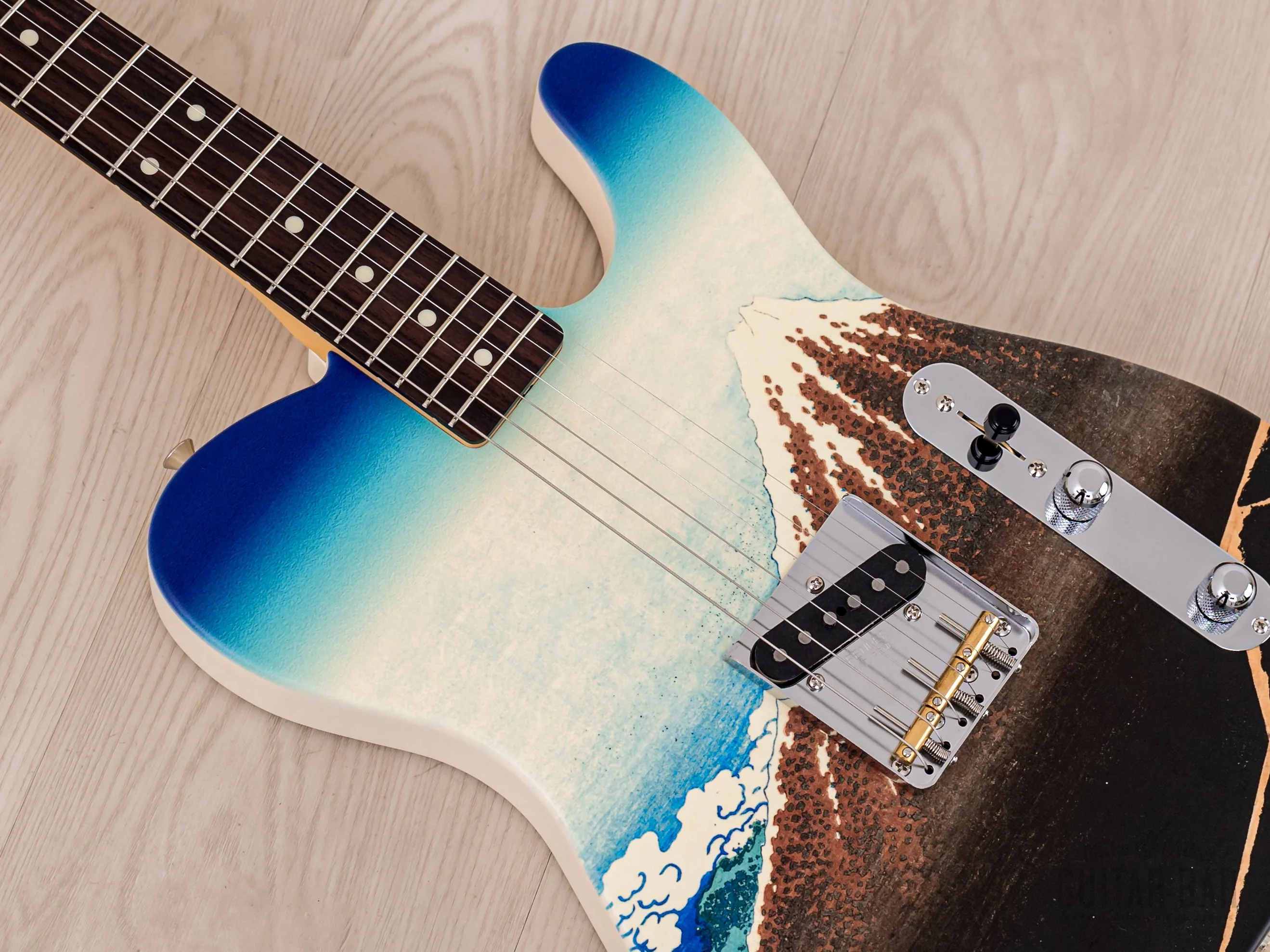 2024 Fender Japan Art Canvas Esquire Katsushika Hokusai Fuji, Mint w/ Case, Tags - Image 7