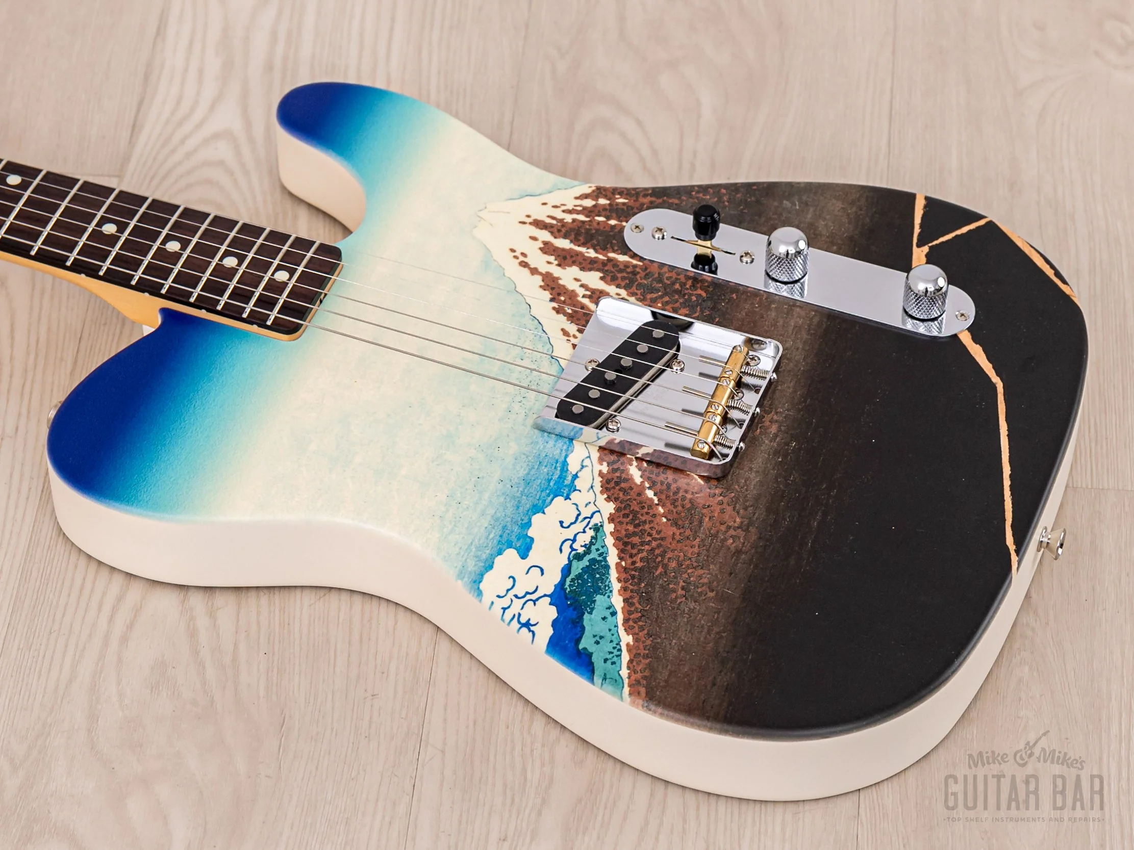 2024 Fender Japan Art Canvas Esquire Katsushika Hokusai Fuji, Mint w/ Case, Tags - Image 9
