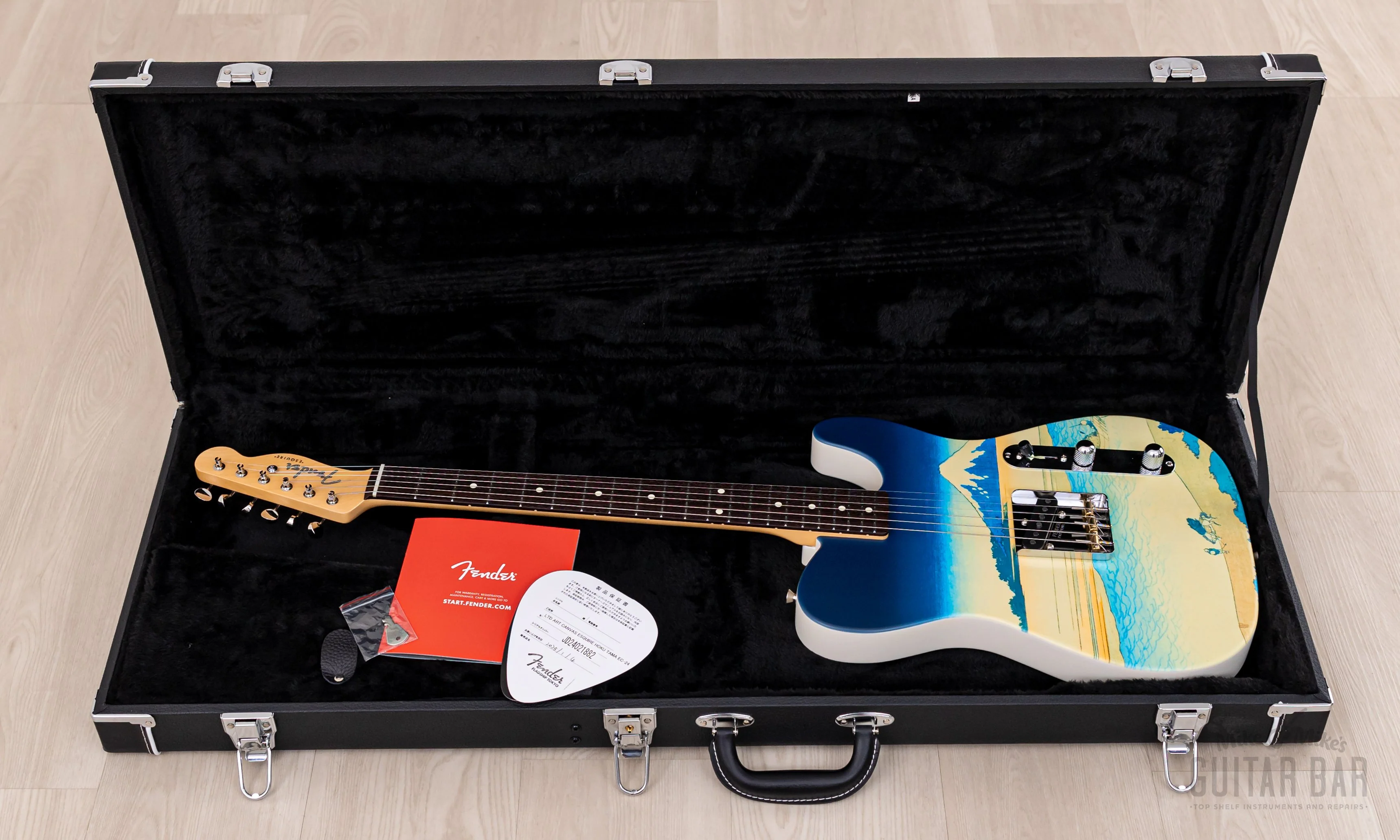 2024 Fender Japan Art Canvas Esquire Katsushika Hokusai Tama River, Mint w/ Case, Tags - Image 17