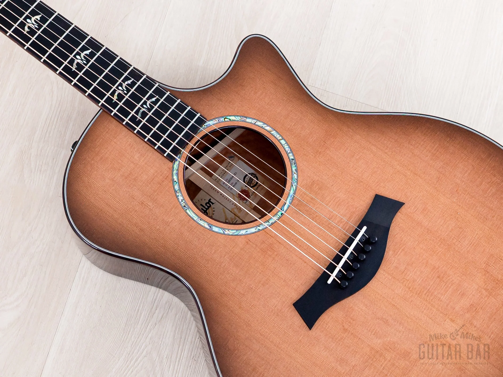 2024 Taylor Custom Grand Auditorium Acoustic Electric Guitar Western Red Cedar + Indian Rosewood - Image 8