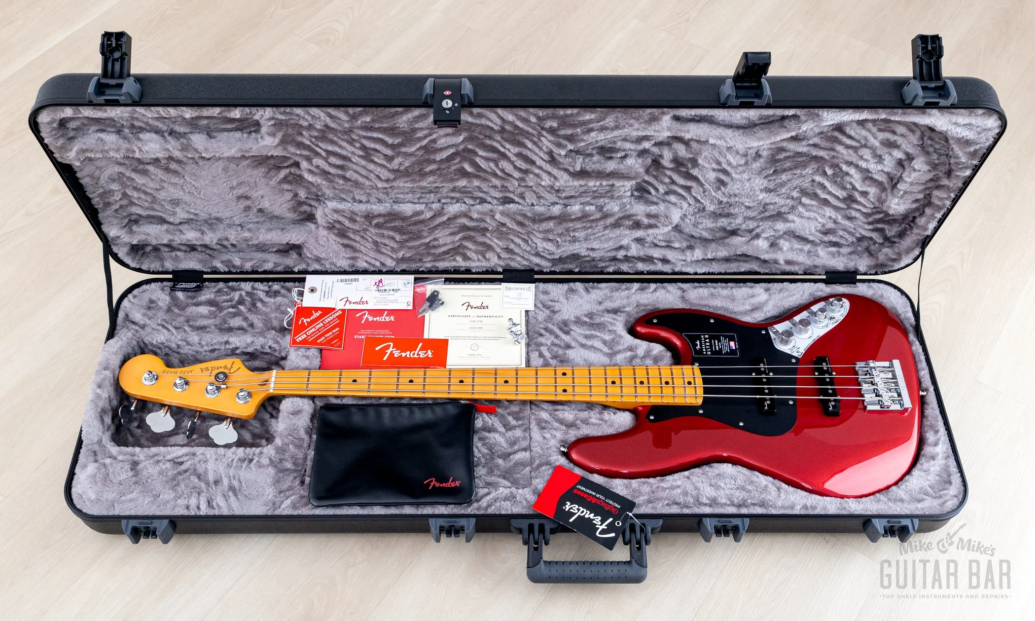 2025 Fender American Ultra II Jazz Bass Sinister Red, Mint w/ Case, COA, Tags - Image 20