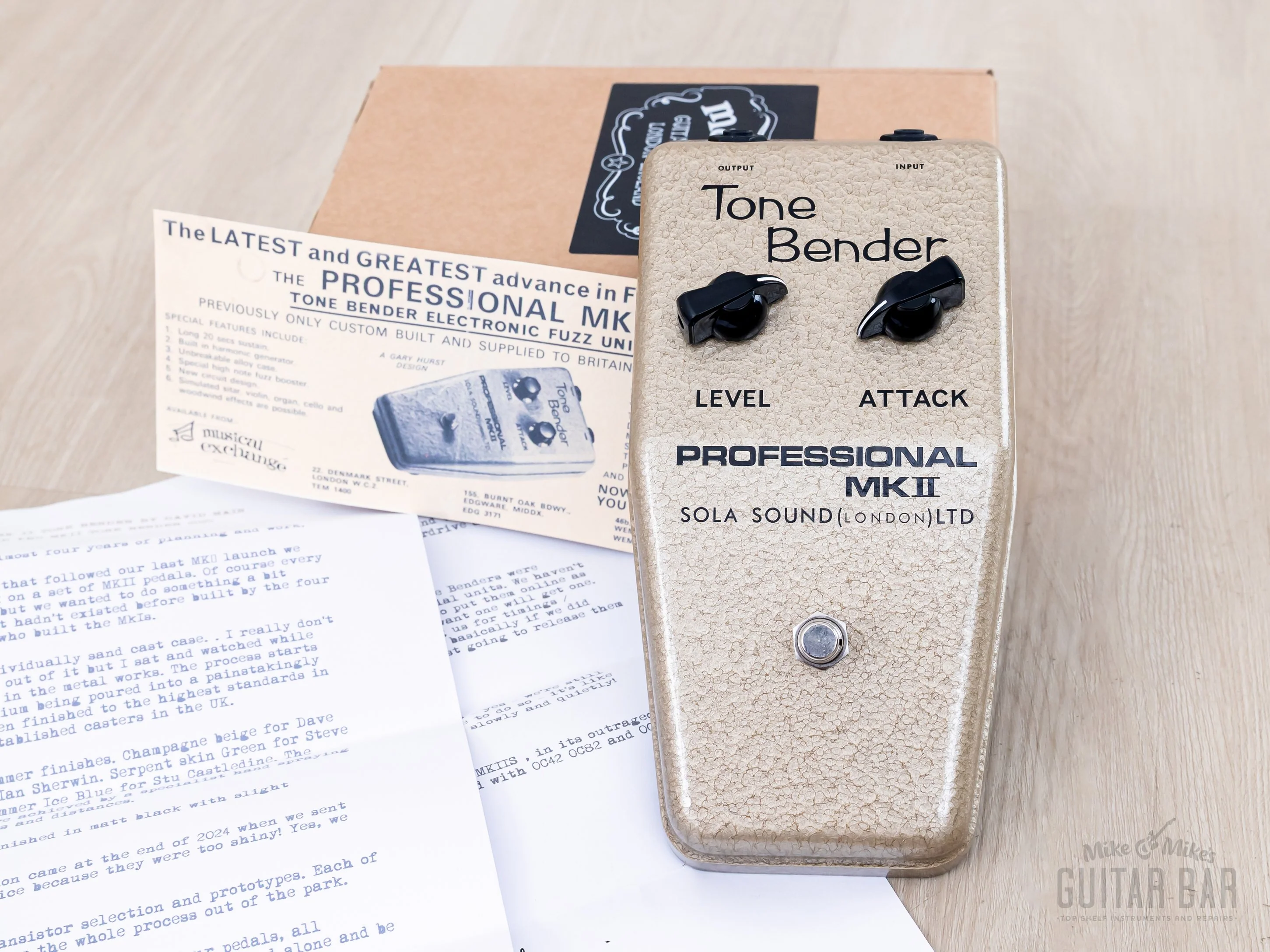 2025 Sola Sound Damask Pro MKII Tone Bender Fuzz Champagne Beige, Mint w/ Box, David Main D*A*M