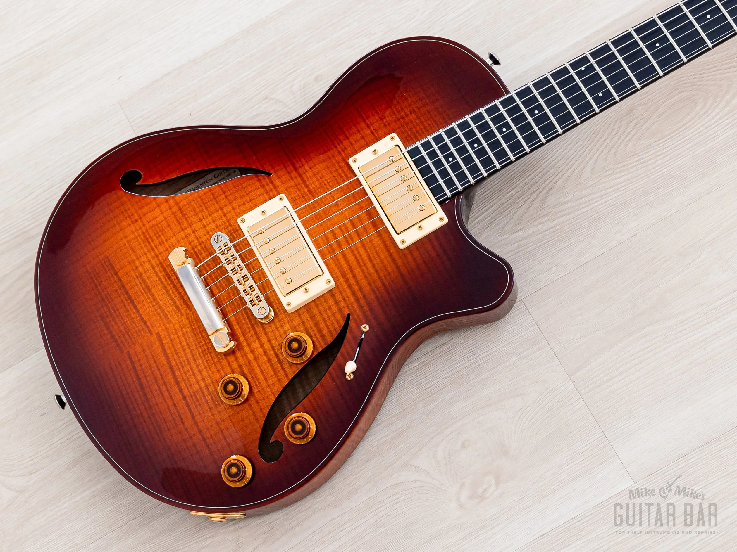CP Thornton Elite Semi-Hollow Neck Through Electric Guitar 5A Maple Light Tobacco Burst, Near-Mint w/ Lollar, Case