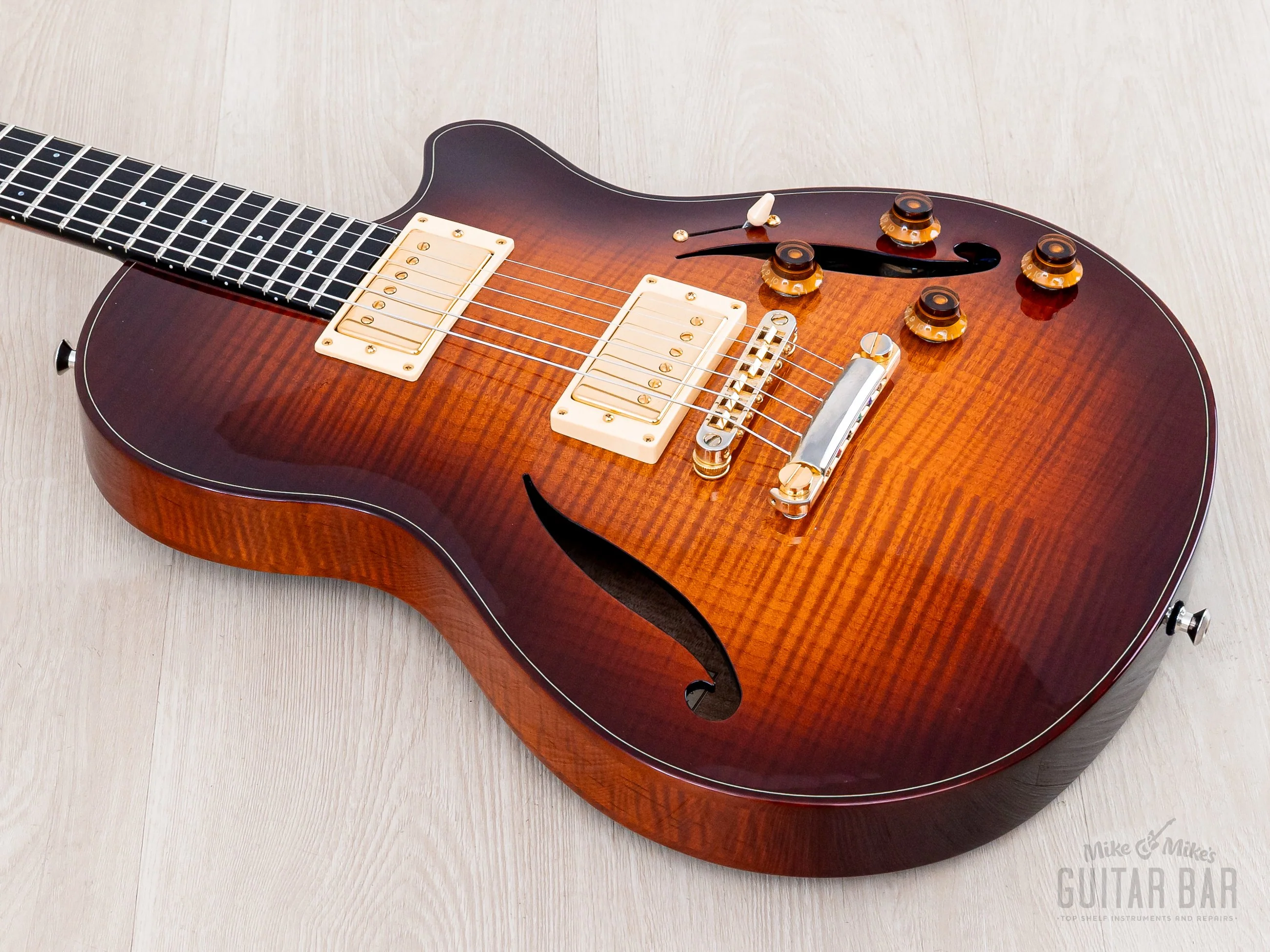 CP Thornton Elite Semi-Hollow Neck Through Electric Guitar 5A Maple Light Tobacco Burst, Near-Mint w/ Lollar, Case - Image 10