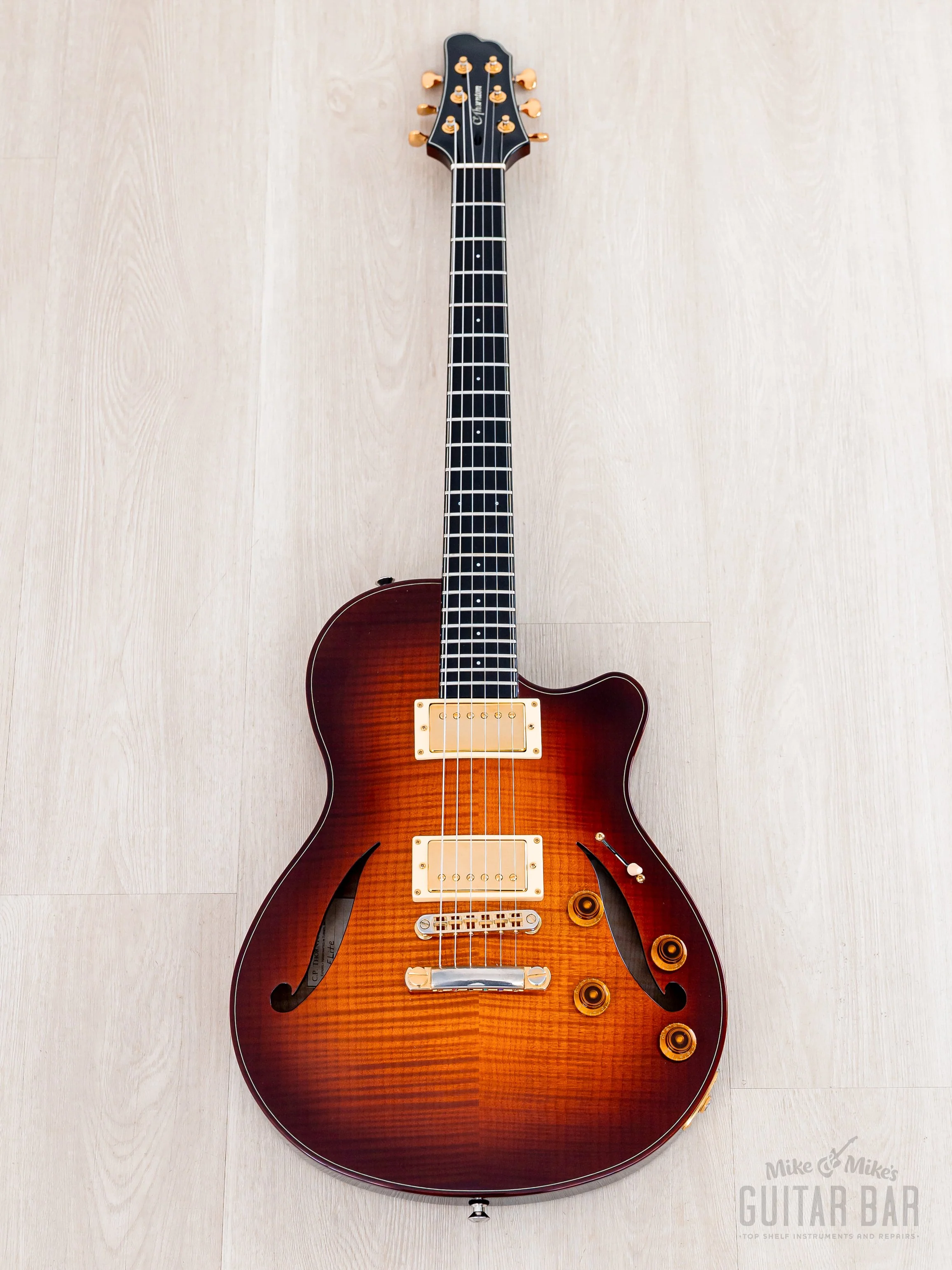 CP Thornton Elite Semi-Hollow Neck Through Electric Guitar 5A Maple Light Tobacco Burst, Near-Mint w/ Lollar, Case - Image 2
