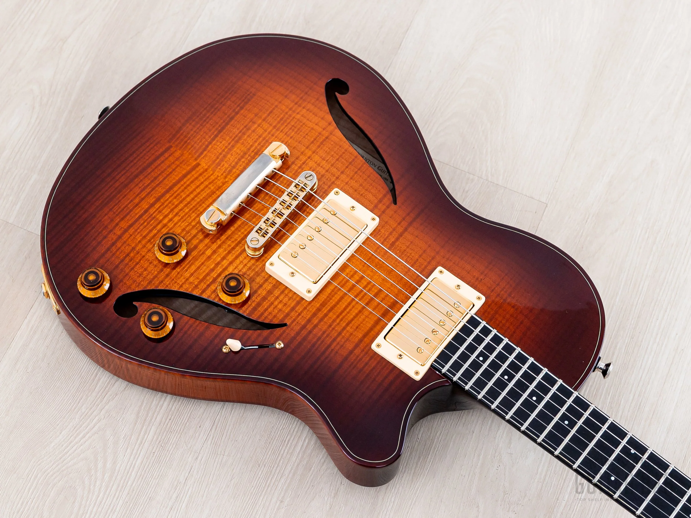 CP Thornton Elite Semi-Hollow Neck Through Electric Guitar 5A Maple Light Tobacco Burst, Near-Mint w/ Lollar, Case - Image 9