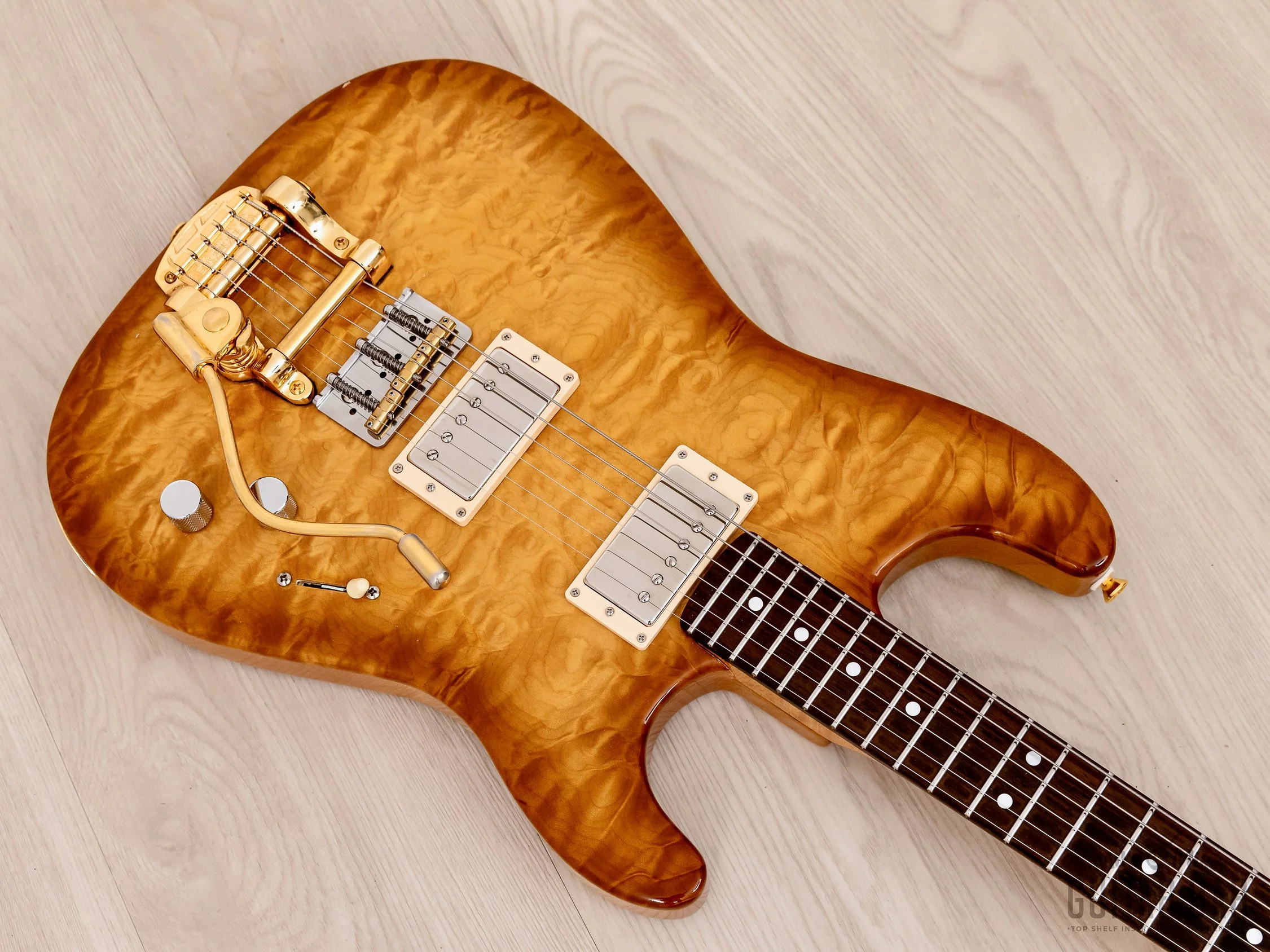 Custom S-Style HH Superstrat, Quilt Maple & Ash w/ Callaham, Bigsby, Kuwabara PAFs - Image 9