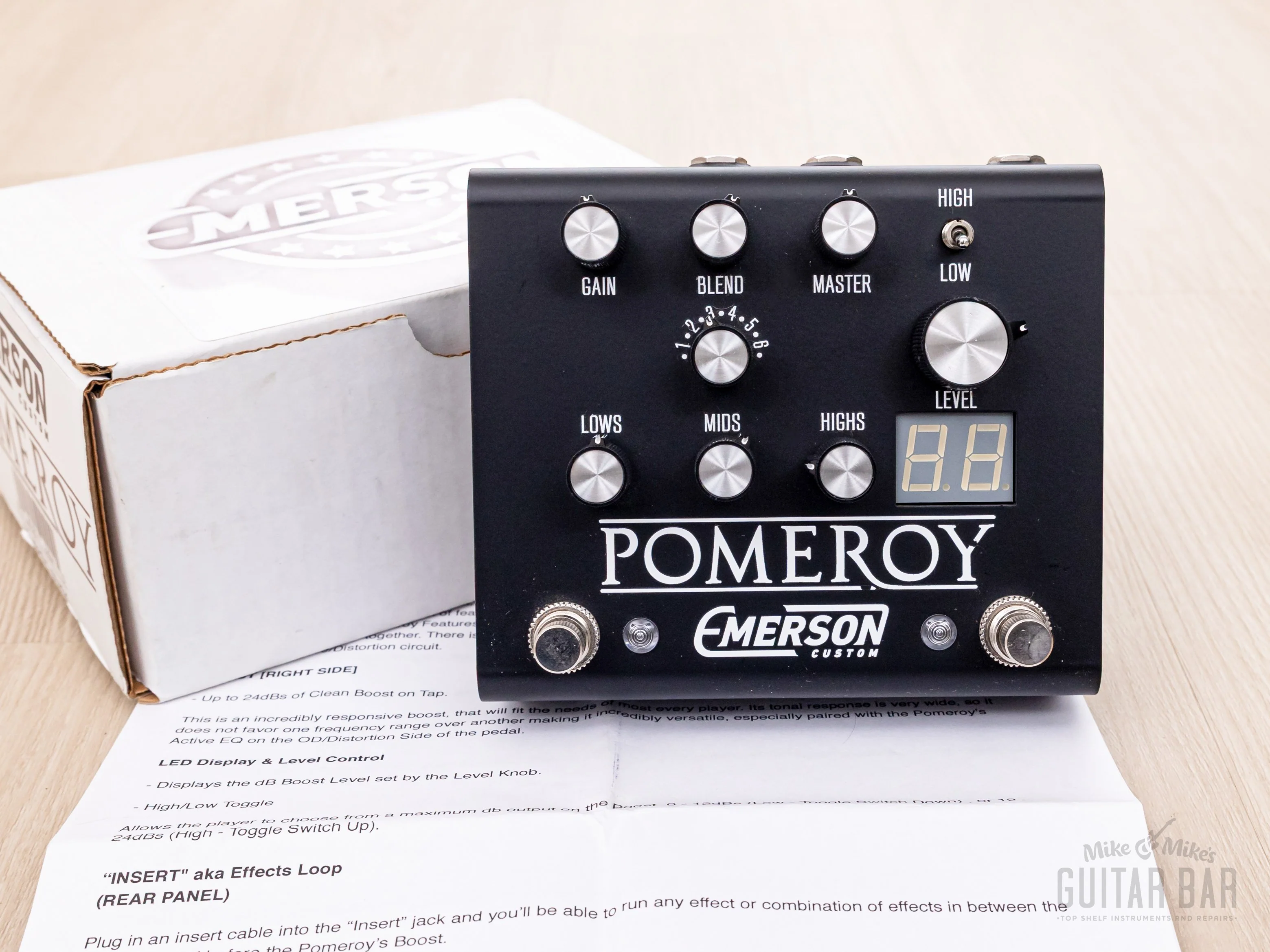 Emerson Custom Pomeroy Boost + Overdrive + Distortion Guitar Effects Pedal w/ Box & Paperwork