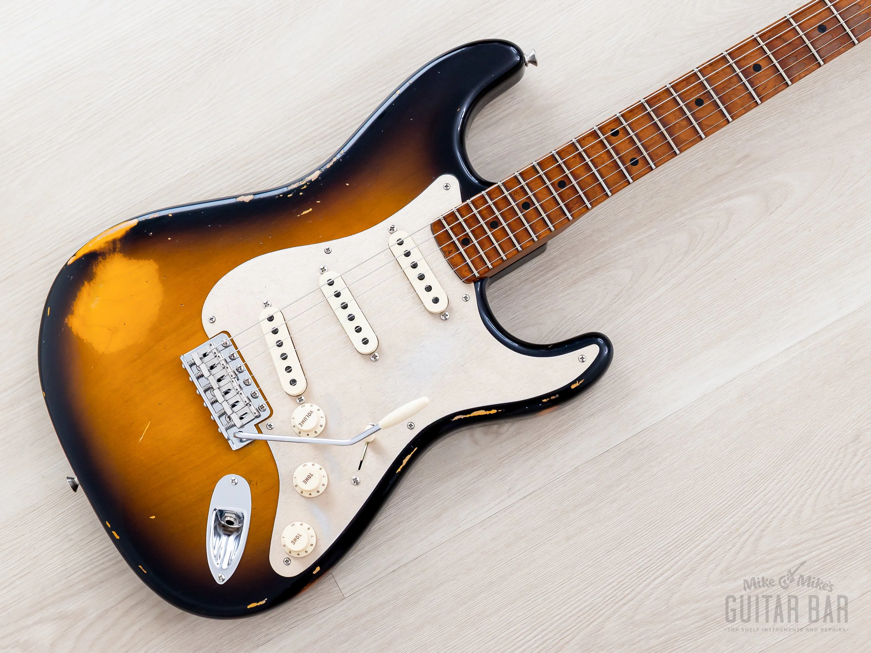 Fender Custom Shop 1956 Stratocaster Roasted Relic Faded Two-Tone Sunburst w/ Gold Guard, Fat '60s Pickups