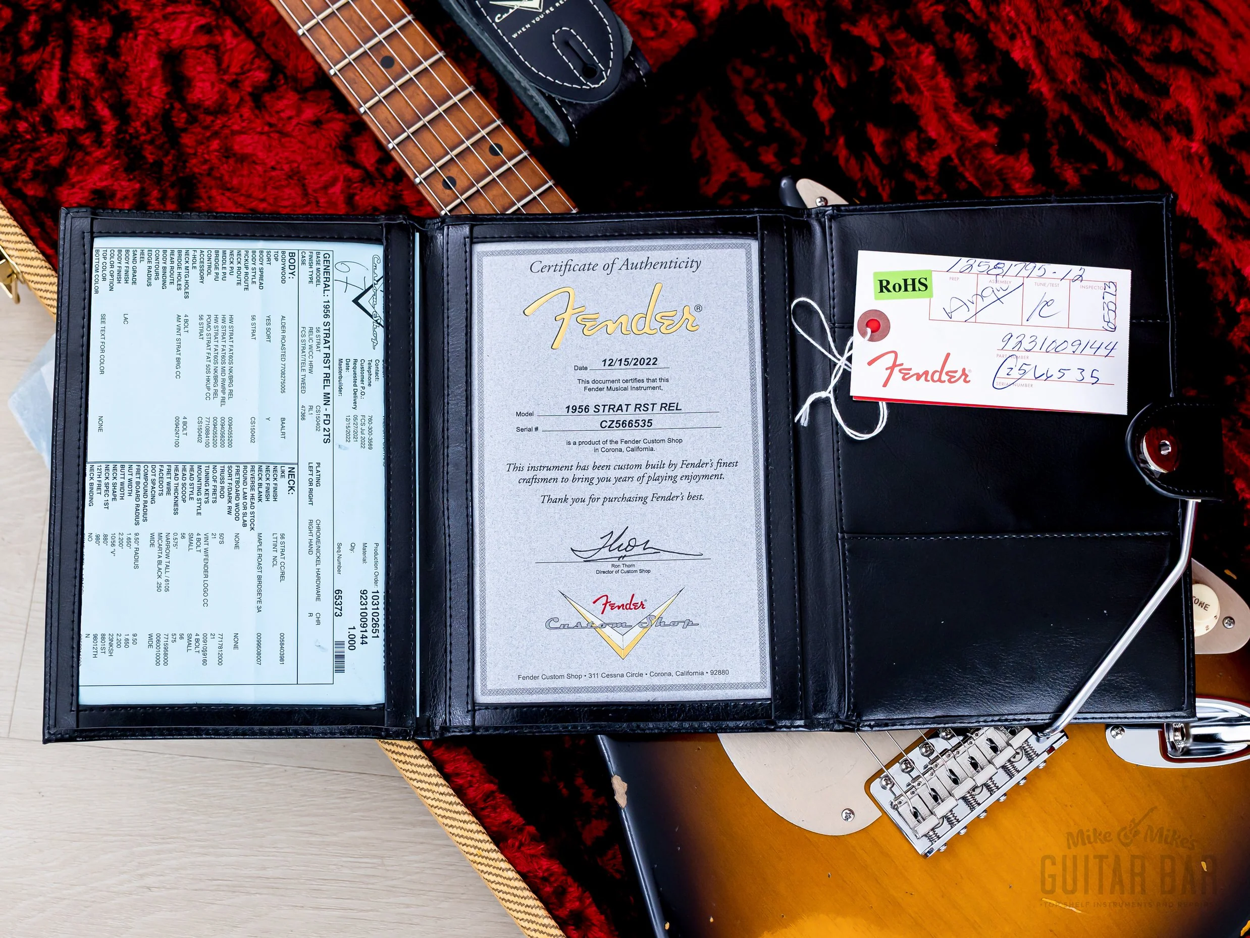 Fender Custom Shop 1956 Stratocaster Roasted Relic Faded Two-Tone Sunburst w/ Gold Guard, Fat '60s Pickups - Image 14