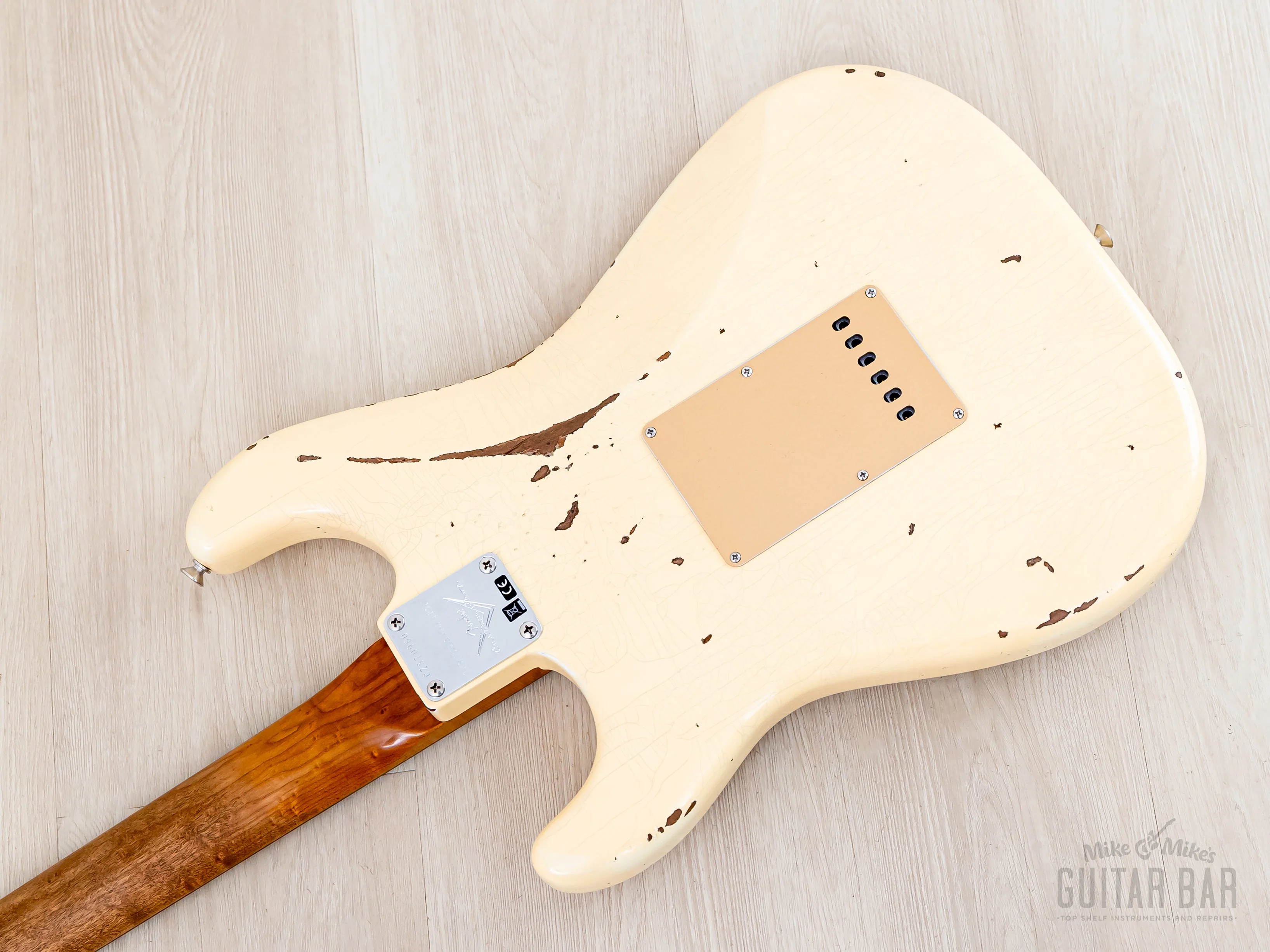 Fender Custom Shop 1960 Stratocaster Roasted Relic Aged Vintage White w/ Gold Guard, Fat '60s Pickups - Image 12