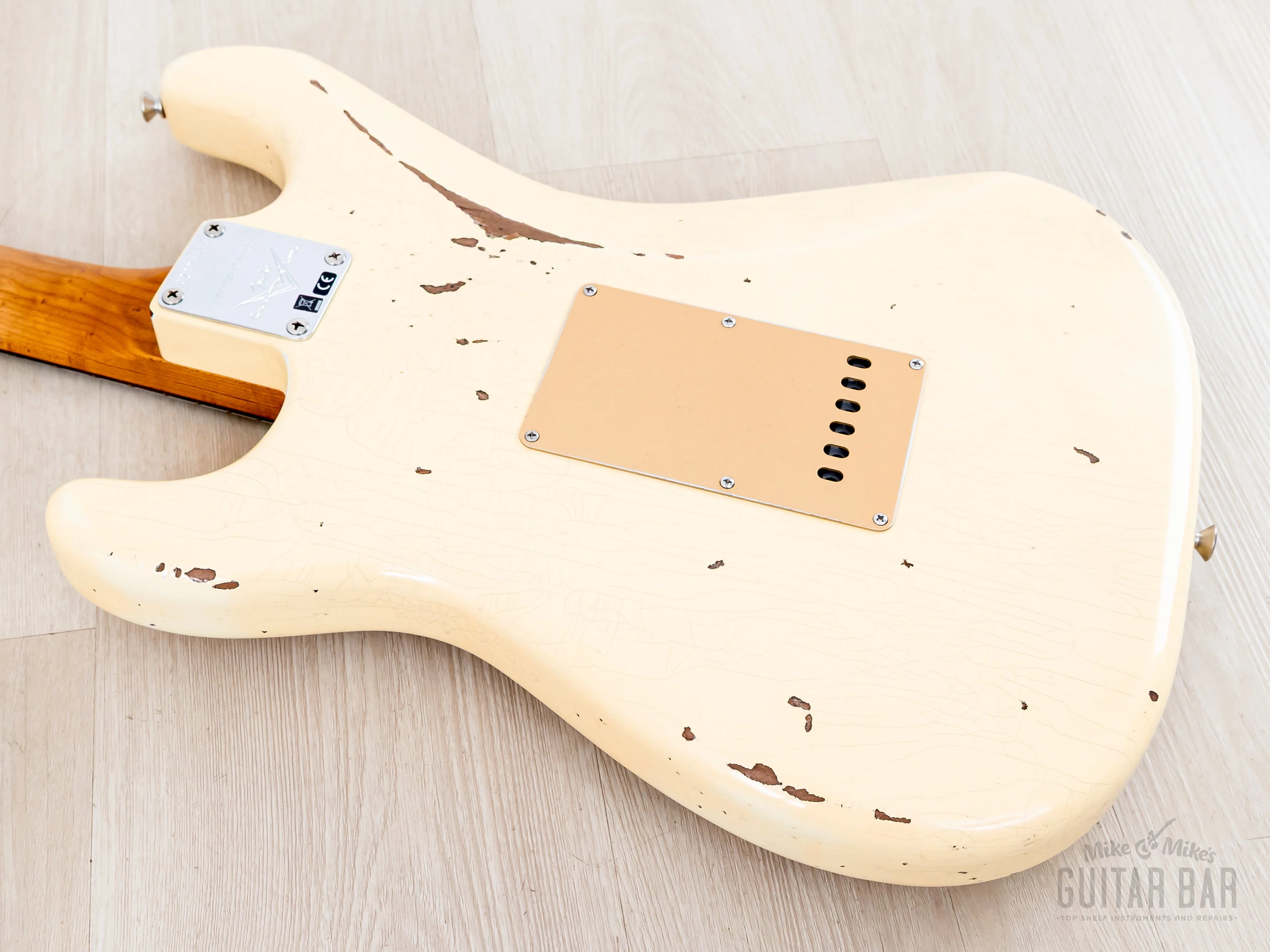 Fender Custom Shop 1960 Stratocaster Roasted Relic Aged Vintage White w/ Gold Guard, Fat '60s Pickups - Image 13