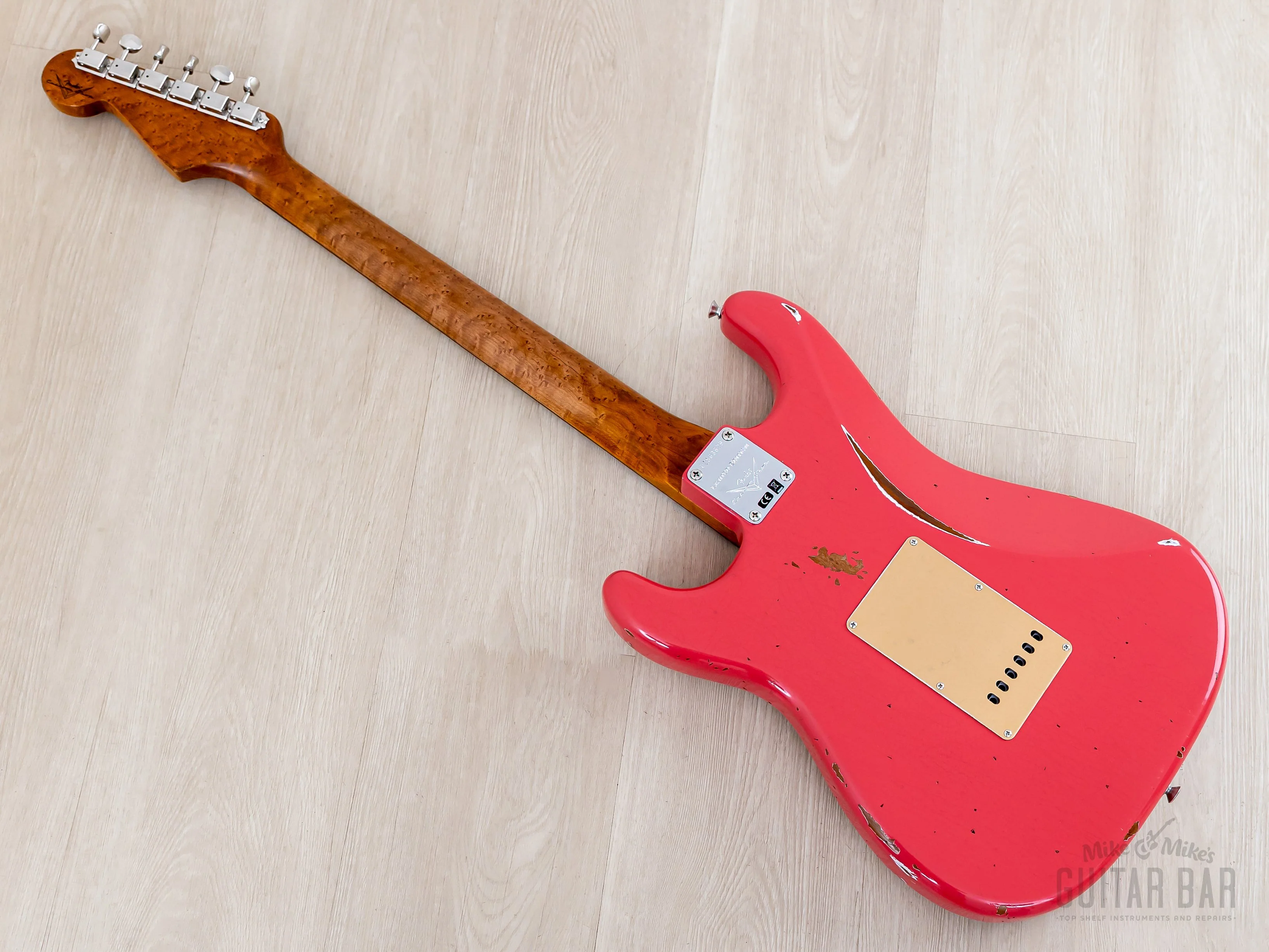 Fender Custom Shop 1960 Stratocaster Roasted Relic Faded Fiesta Red w/ Gold Guard, Fat '60s Pickups - Image 12