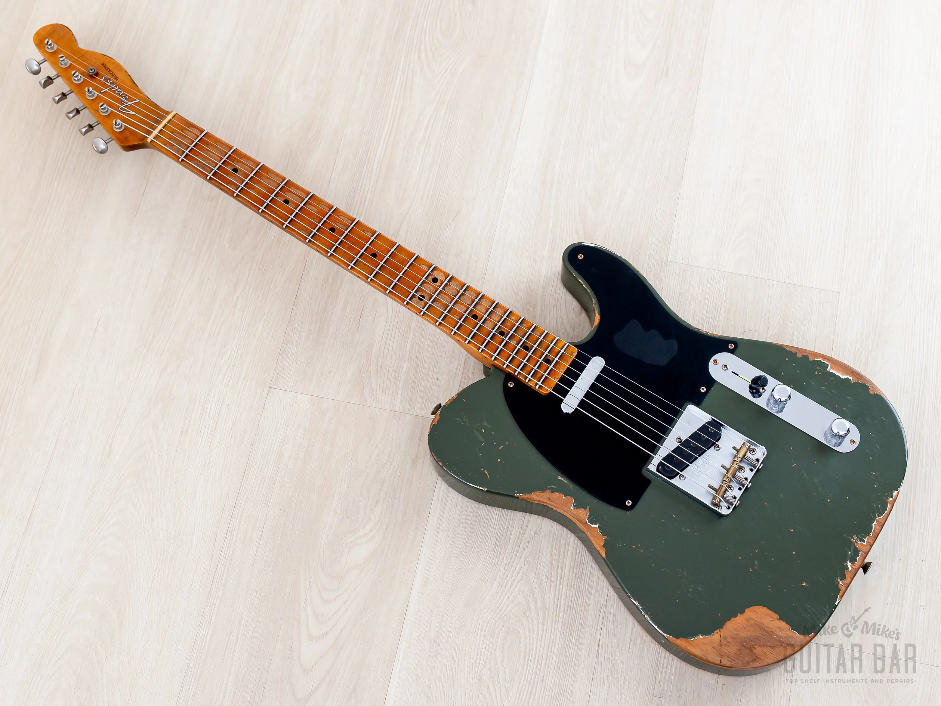 Fender Custom Shop ‘52 Telecaster Heavy Relic Roasted Big U Army Drab Green - Image 10