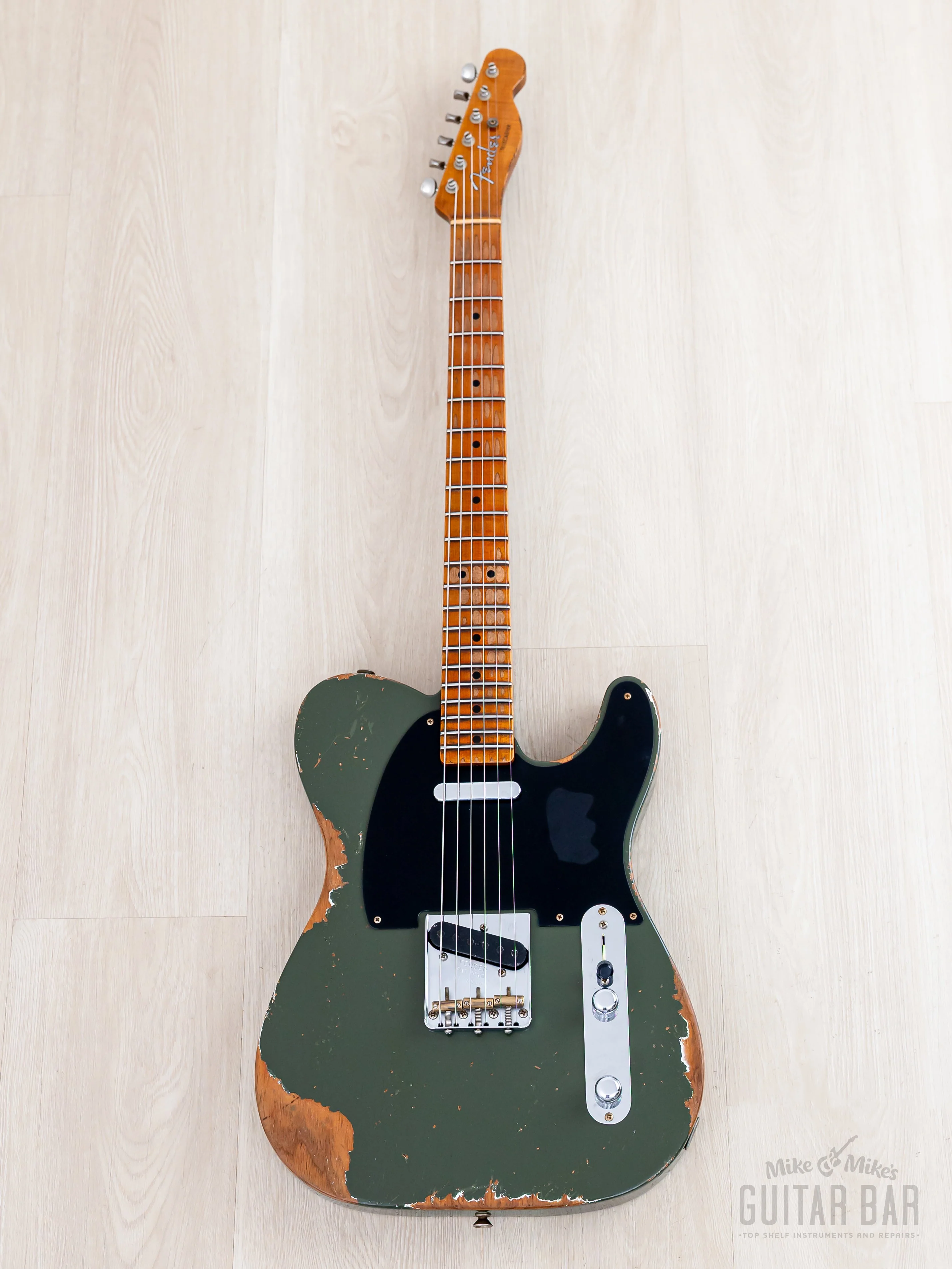 Fender Custom Shop ‘52 Telecaster Heavy Relic Roasted Big U Army Drab Green - Image 2