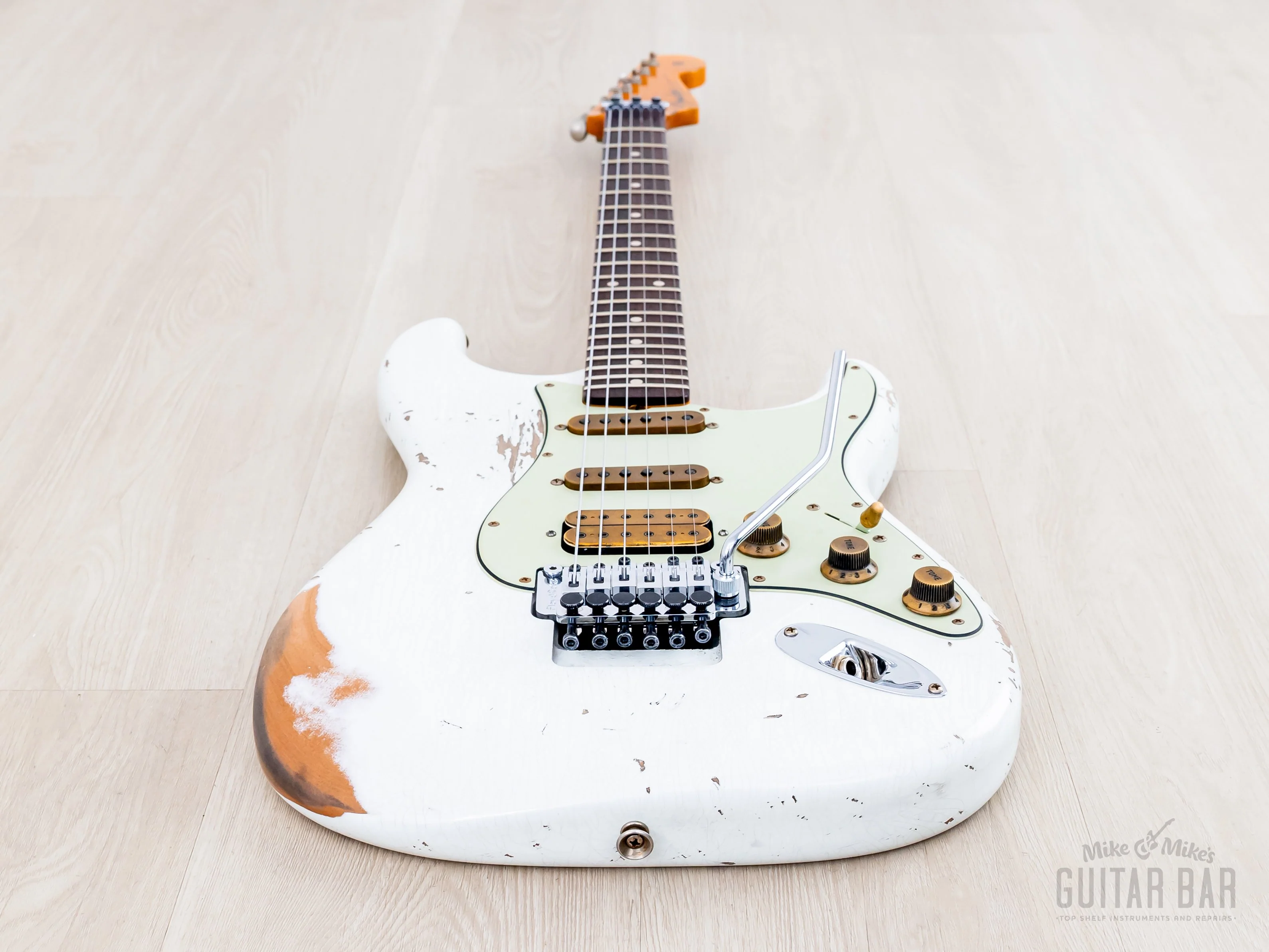 Fender Custom Shop Alley Cat Stratocaster Heavy Relic Olympic White HSS Superstrat w/ Floyd Rose - Image 9