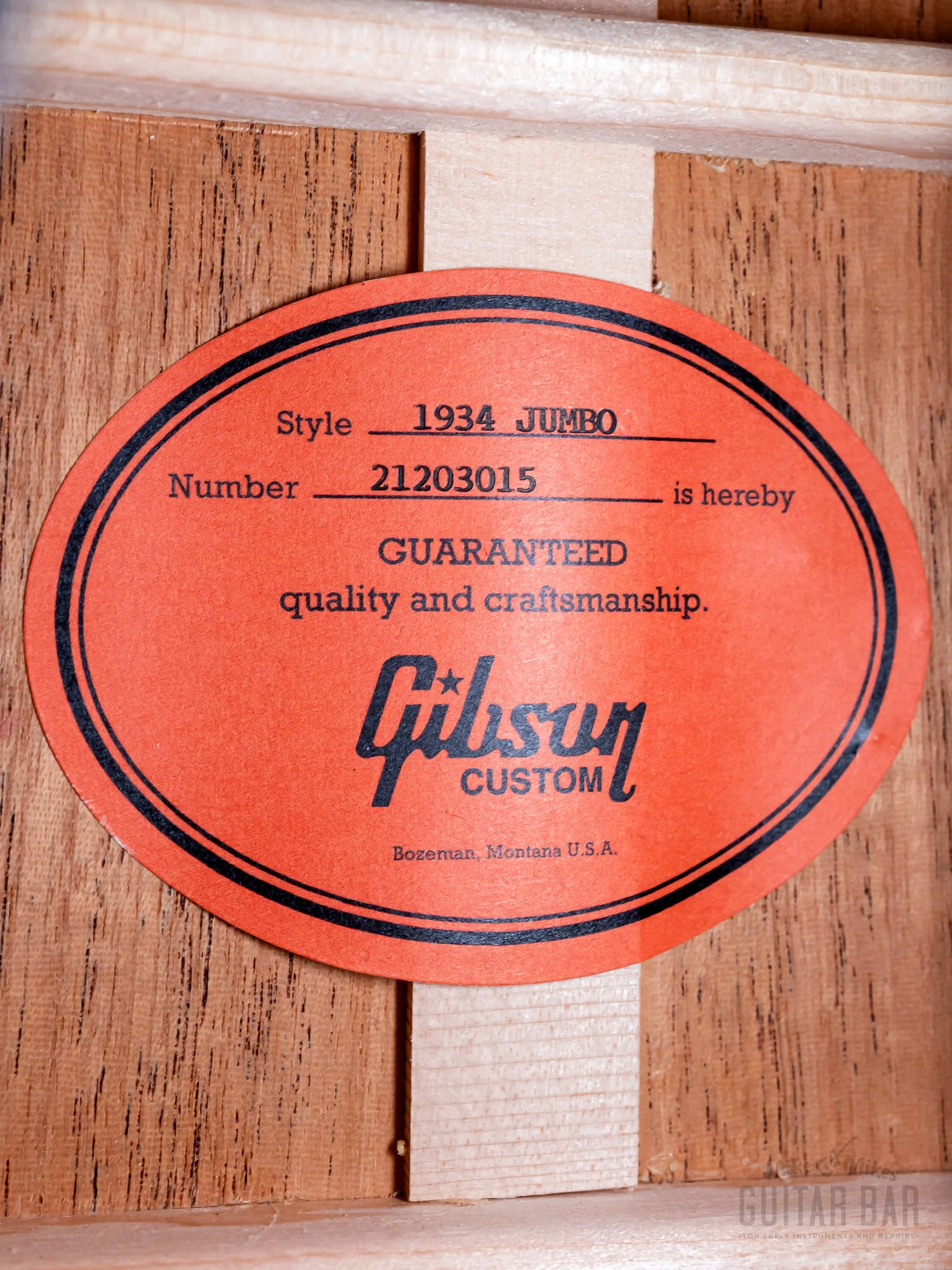 Gibson Custom Historic 1934 Jumbo Reissue, Adirondack Red Spruce, VOS Vintage Sunburst - Image 7