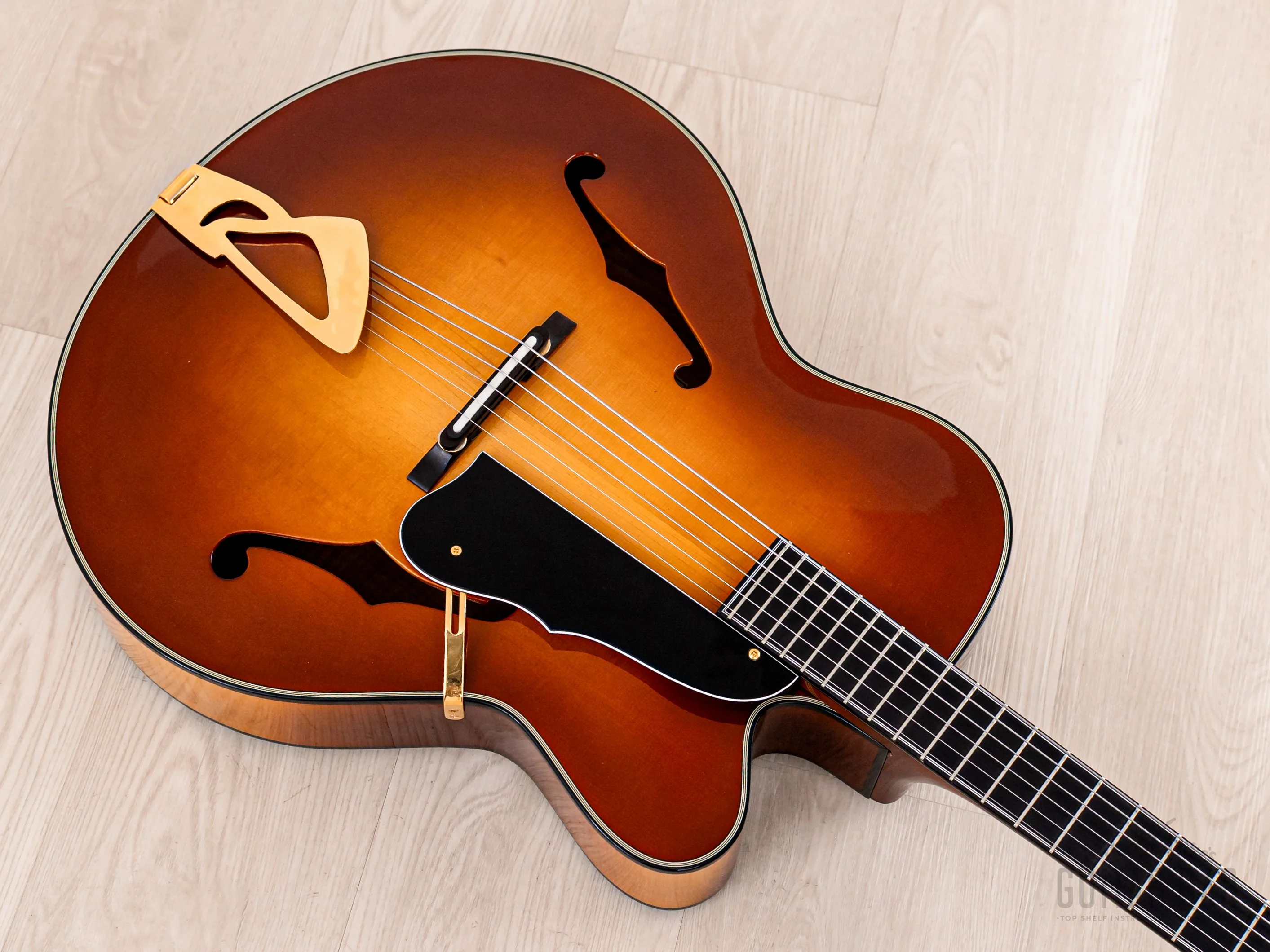 Harvey Leach Cutaway Acoustic Archtop 18" Carved Top, Spruce & Tiger Maple w/ Case - Image 11